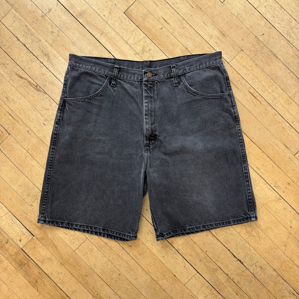 Vintage Rustler Faded BLK Denim Jean Shorts Sz 38