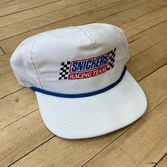 90s Embroidered Snickers Racing SnapBack Hat