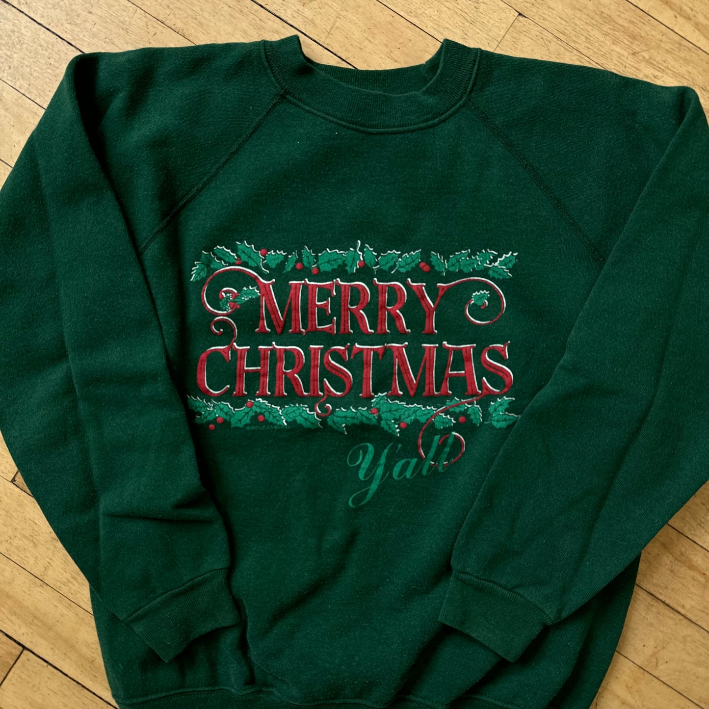 Vintage Merry Christmas SpellOut CrewNeck Sz S