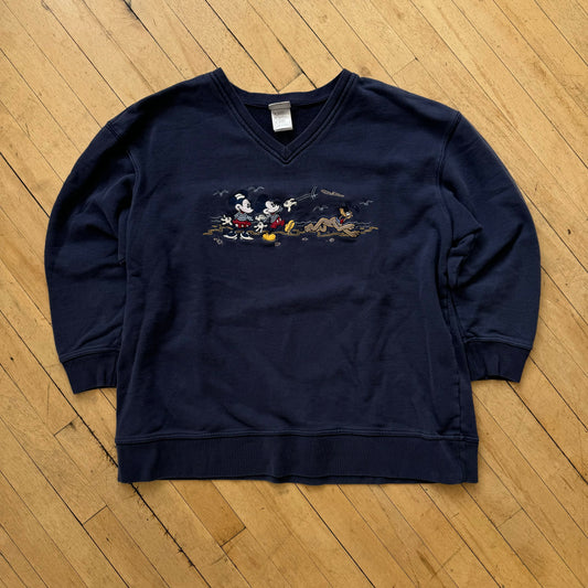 Vintage Mickey Mouse Disney Embroidered Crewneck Sz XL