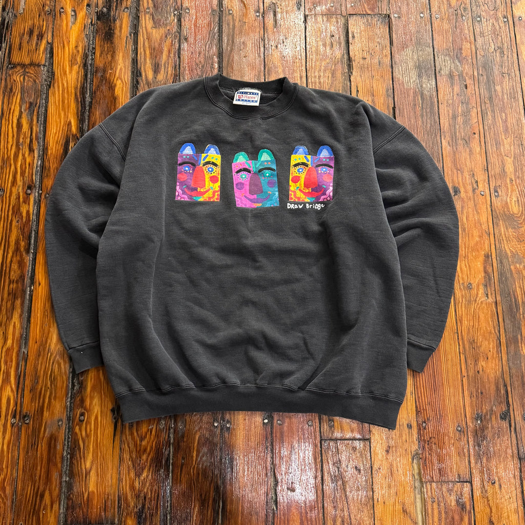 Vintage Art Draw Bridge Crewneck Sz L