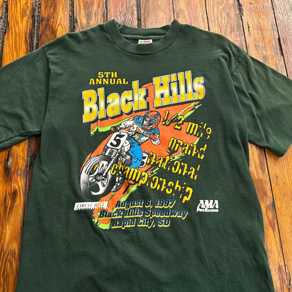 Vintage Black Hills Pro Racing Moto Cross T-shirt Sz L