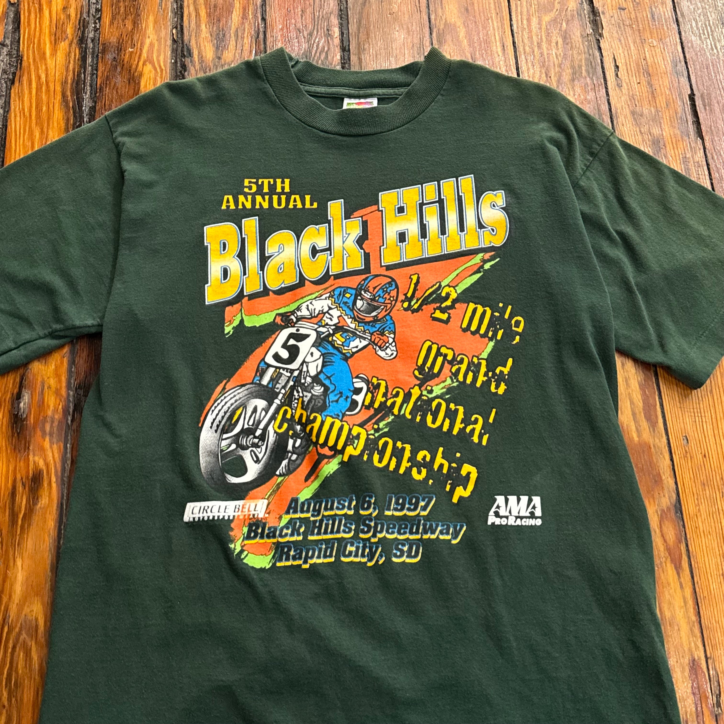 Vintage Black Hills Pro Racing Moto Cross T-shirt Sz L