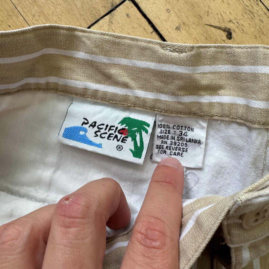 Vintage Pacific Scene Khaki Shorts Sz 34