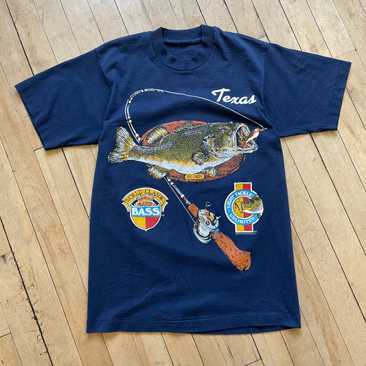 1989 Texas Light Tackle Bass Fishing T-shirt Sz S