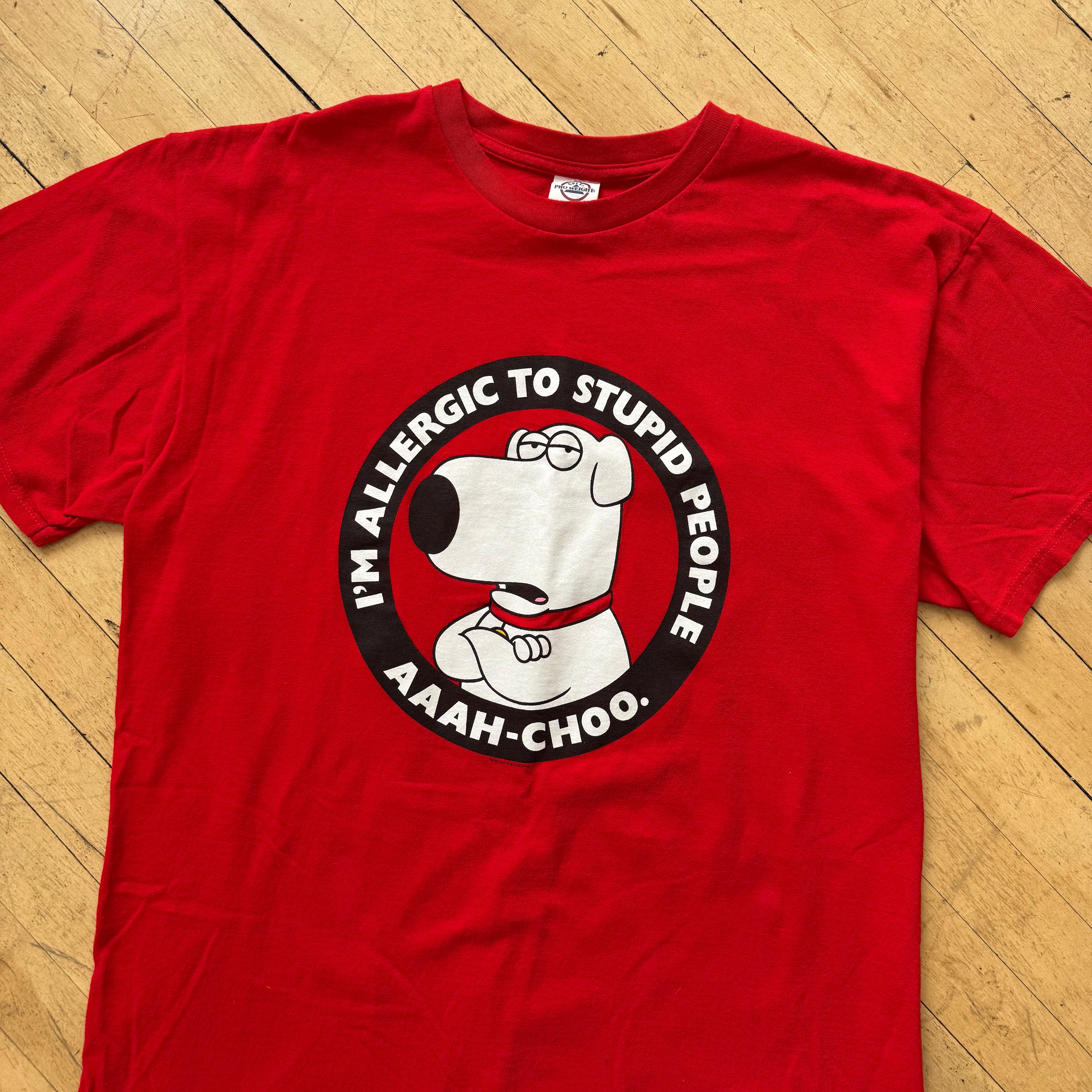 Y2K Family Guy Allergic to Stupid People T-shirt Sz L