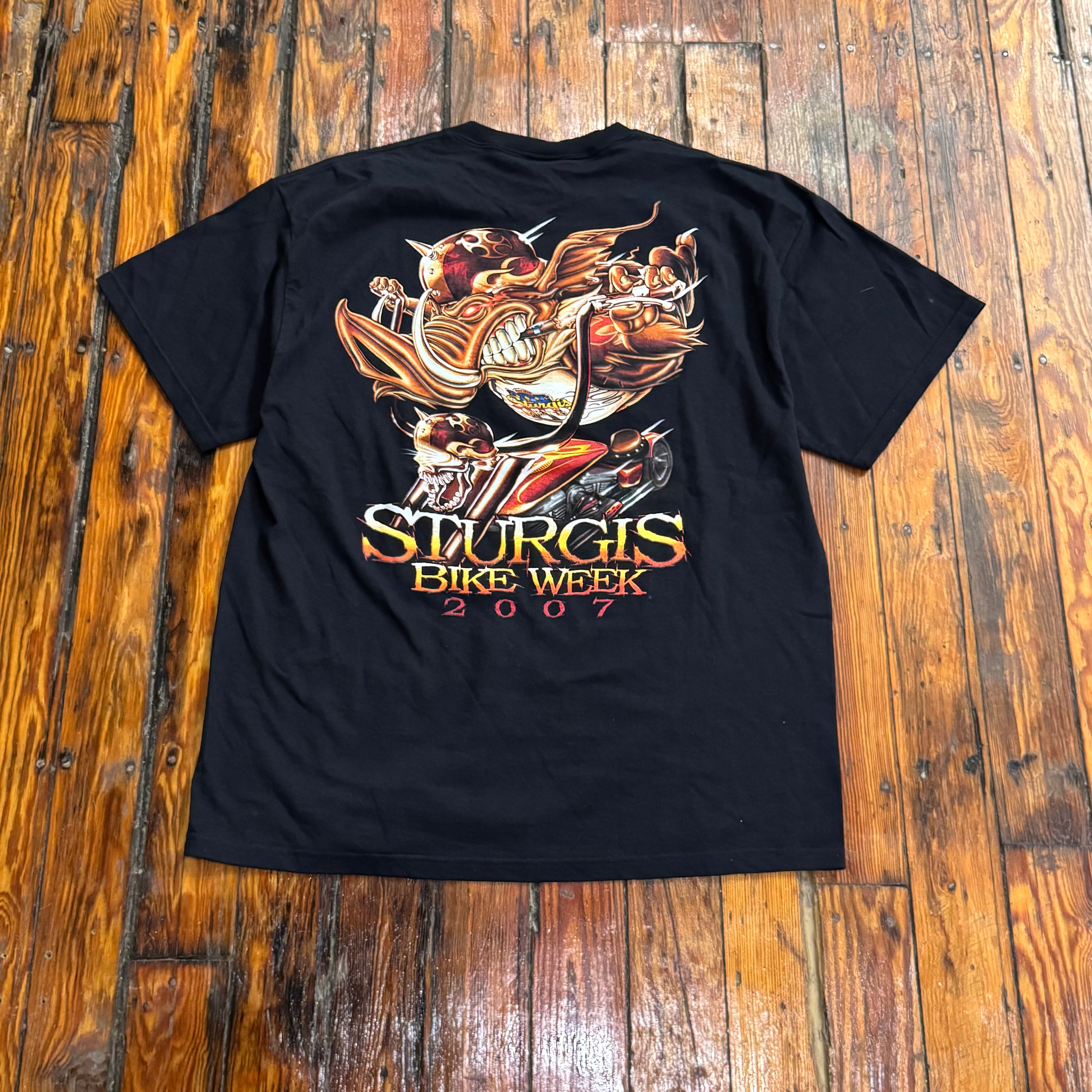 Y2K Sturgis Bike Rally Flaming Hog T-shirt Sz XL