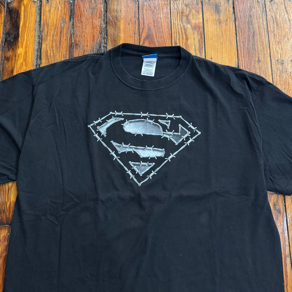 Y2K Superman Barbwire Fence T-shirt Sz XL