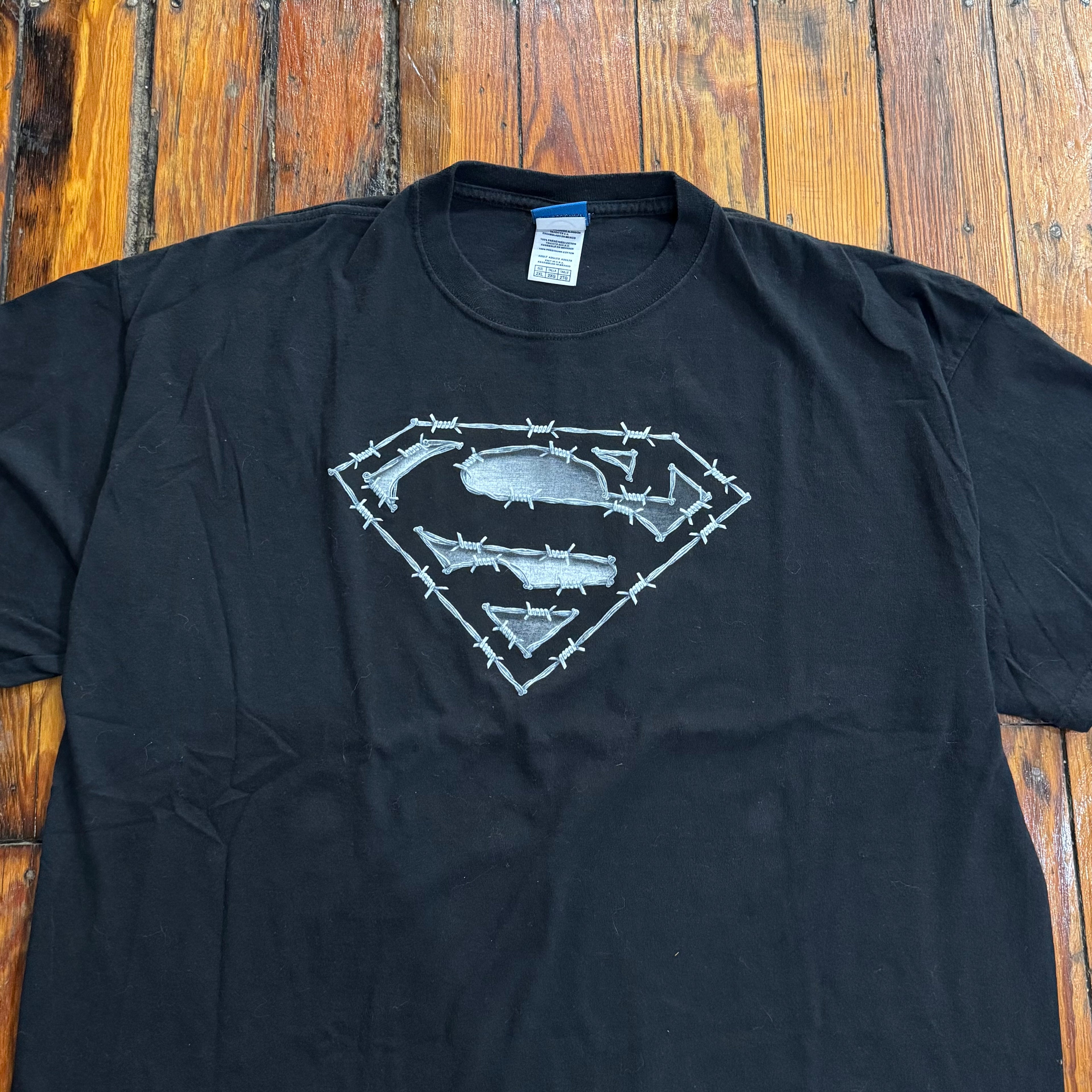 Y2K Superman Barbwire Fence T-shirt Sz XL