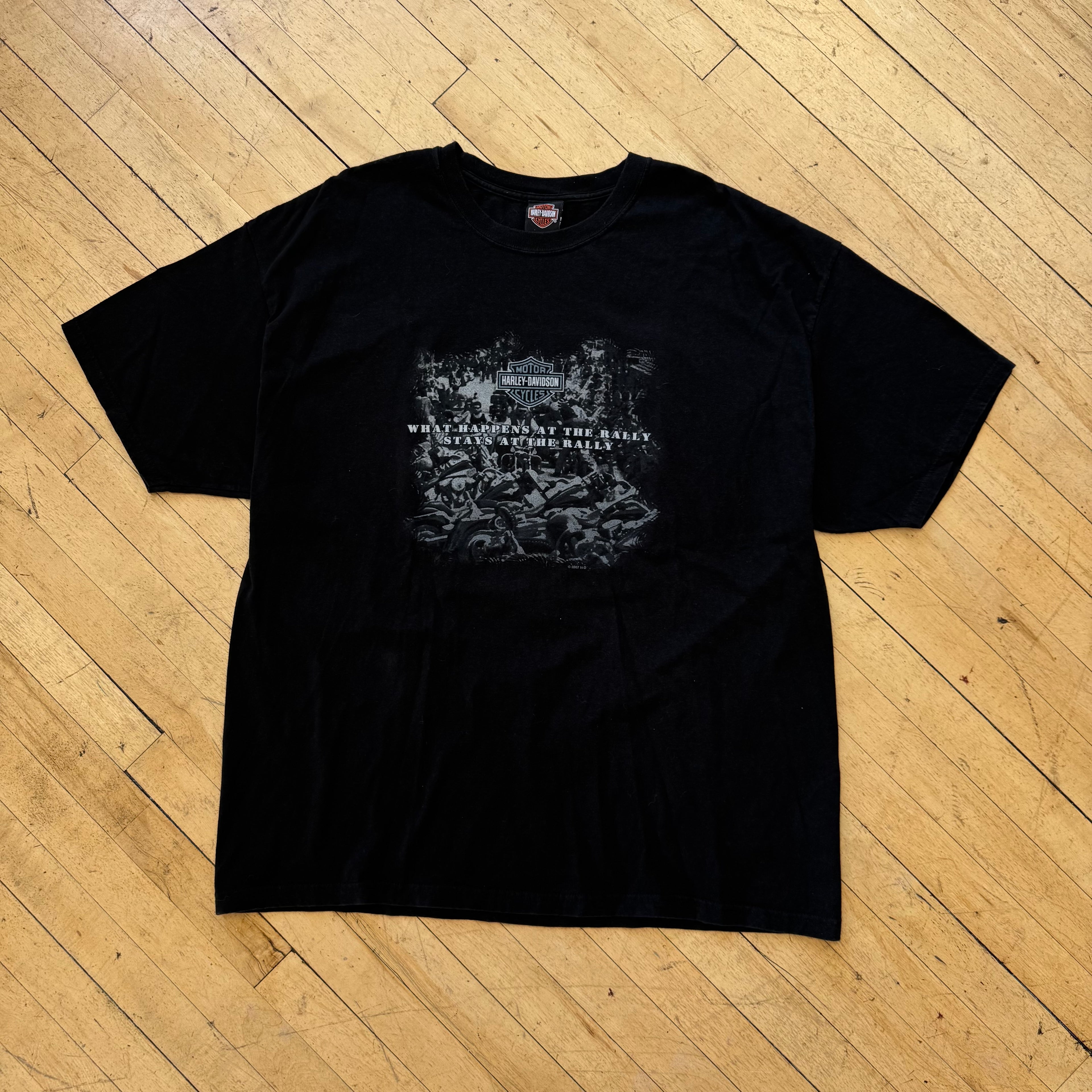 Y2K What Happens are the Rally Stays Harley Davidson T-shirt Sz XXXL