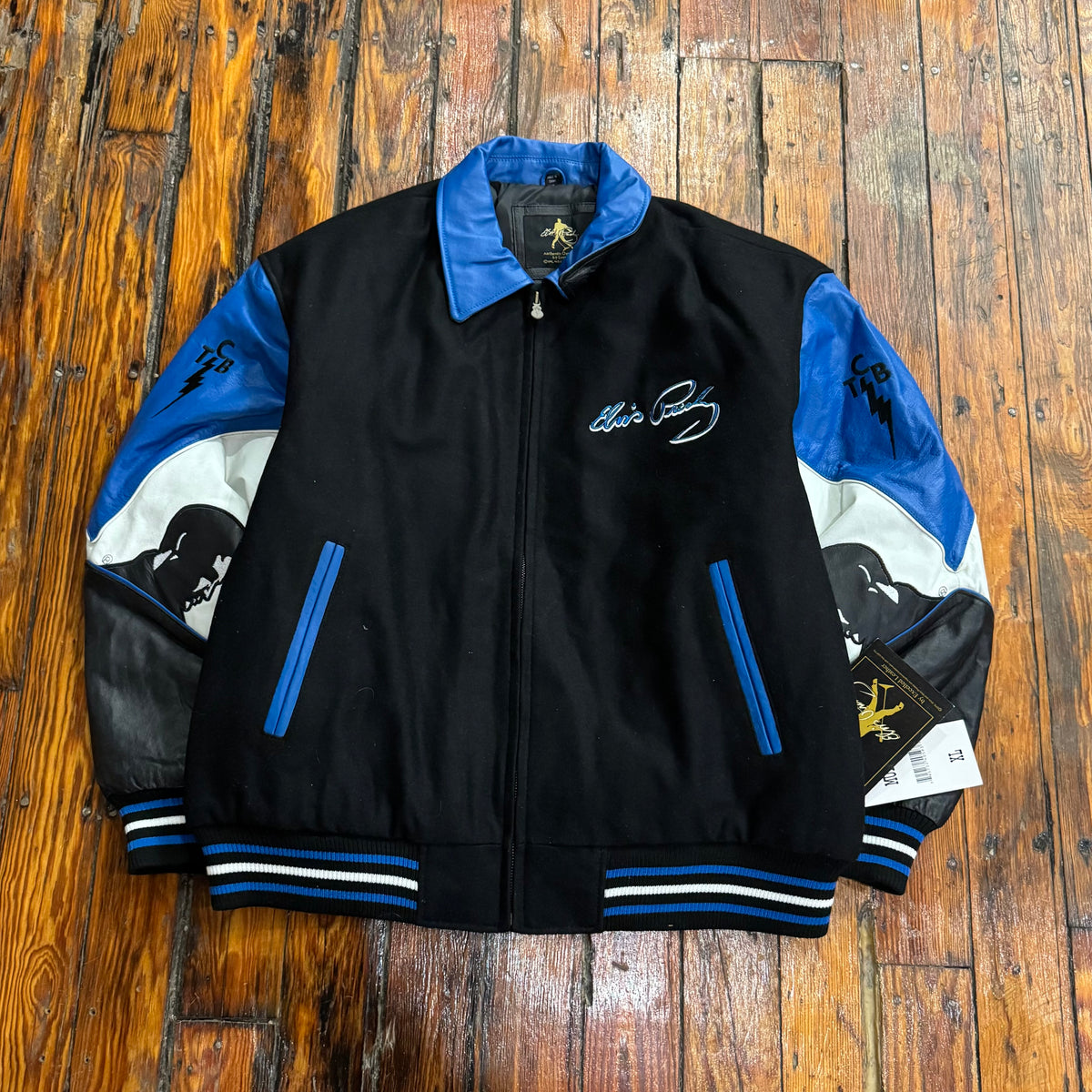 Vintage Elvis Presley Leather Bomber Jacket Sz XL (NEW)