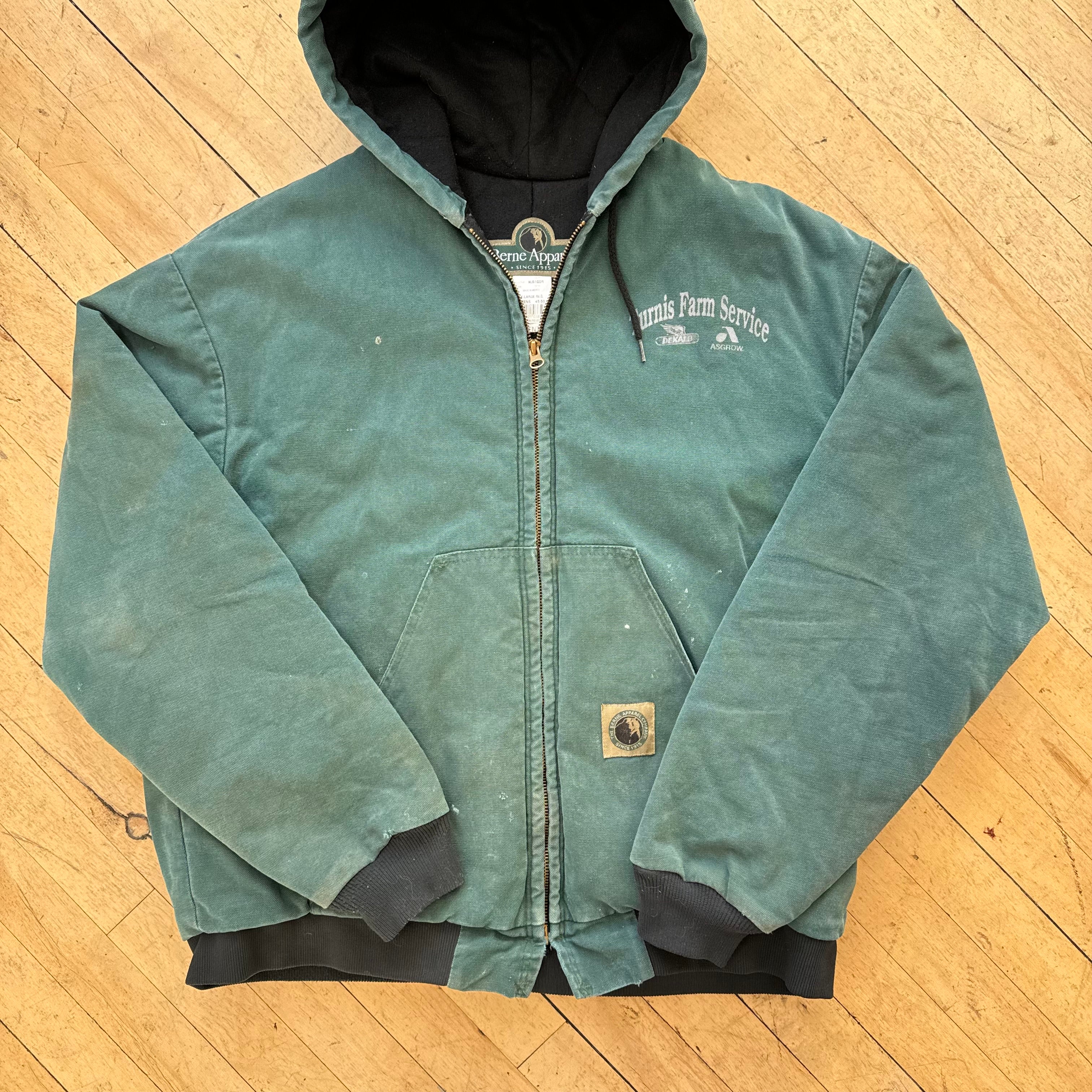 Vintage Faded Green Berne Apparel Workwear Jacket Sz L
