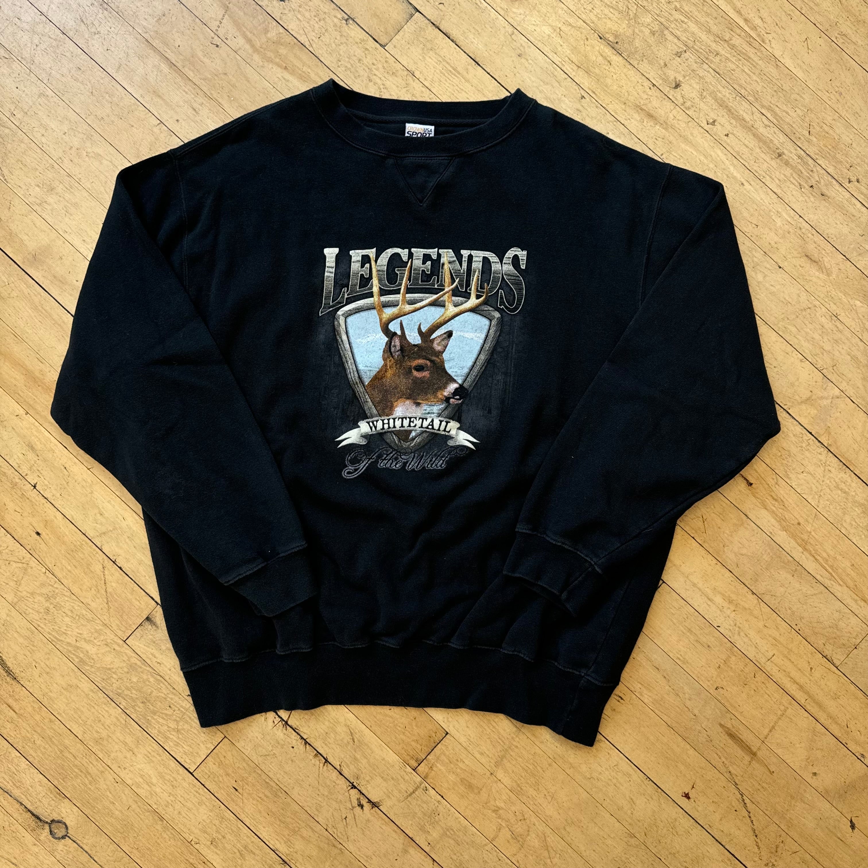 Vintage Legend Whitetail Deer Crewneck Sz L