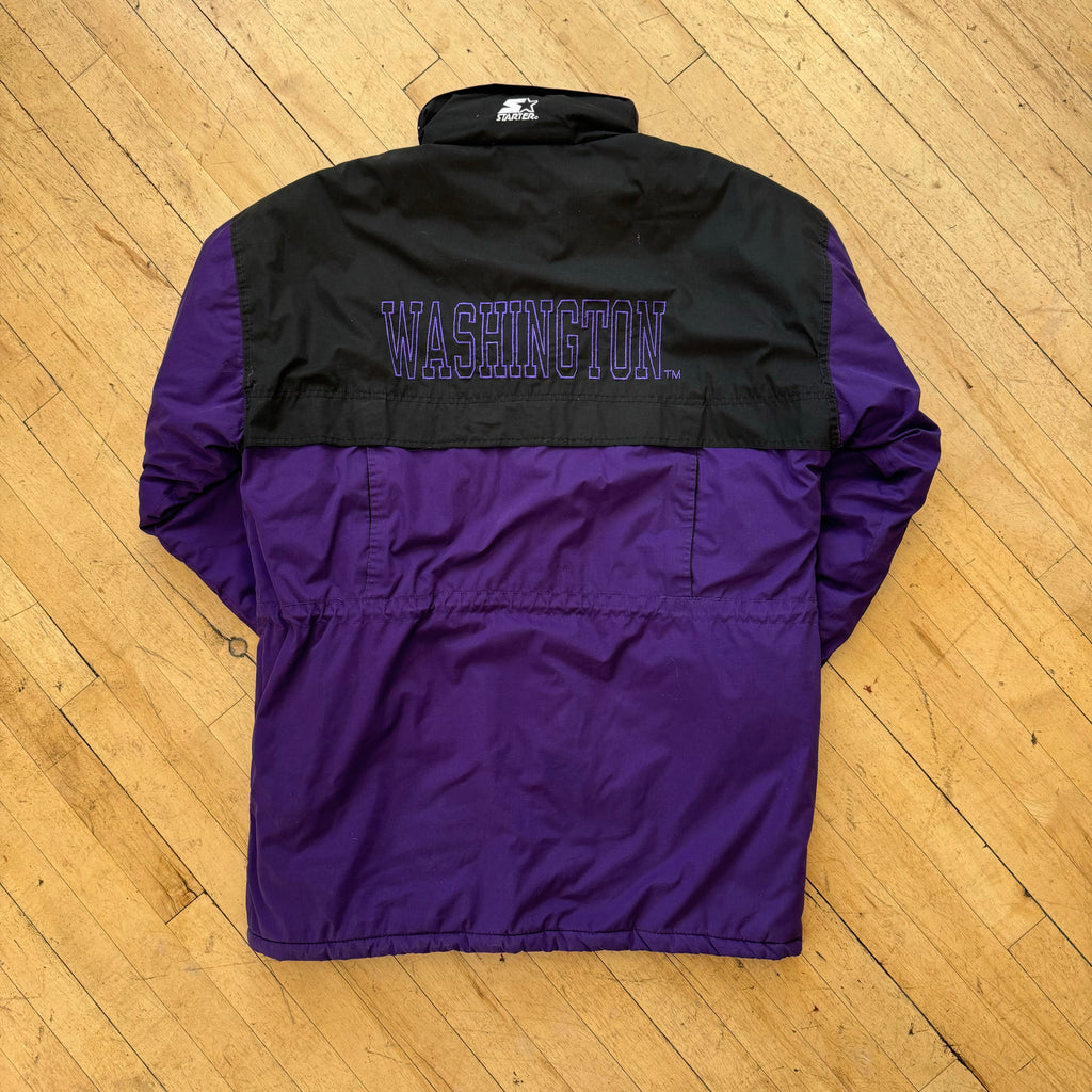 Vintage Starter Washington Huskies Trench Puffer Jacket Sz L