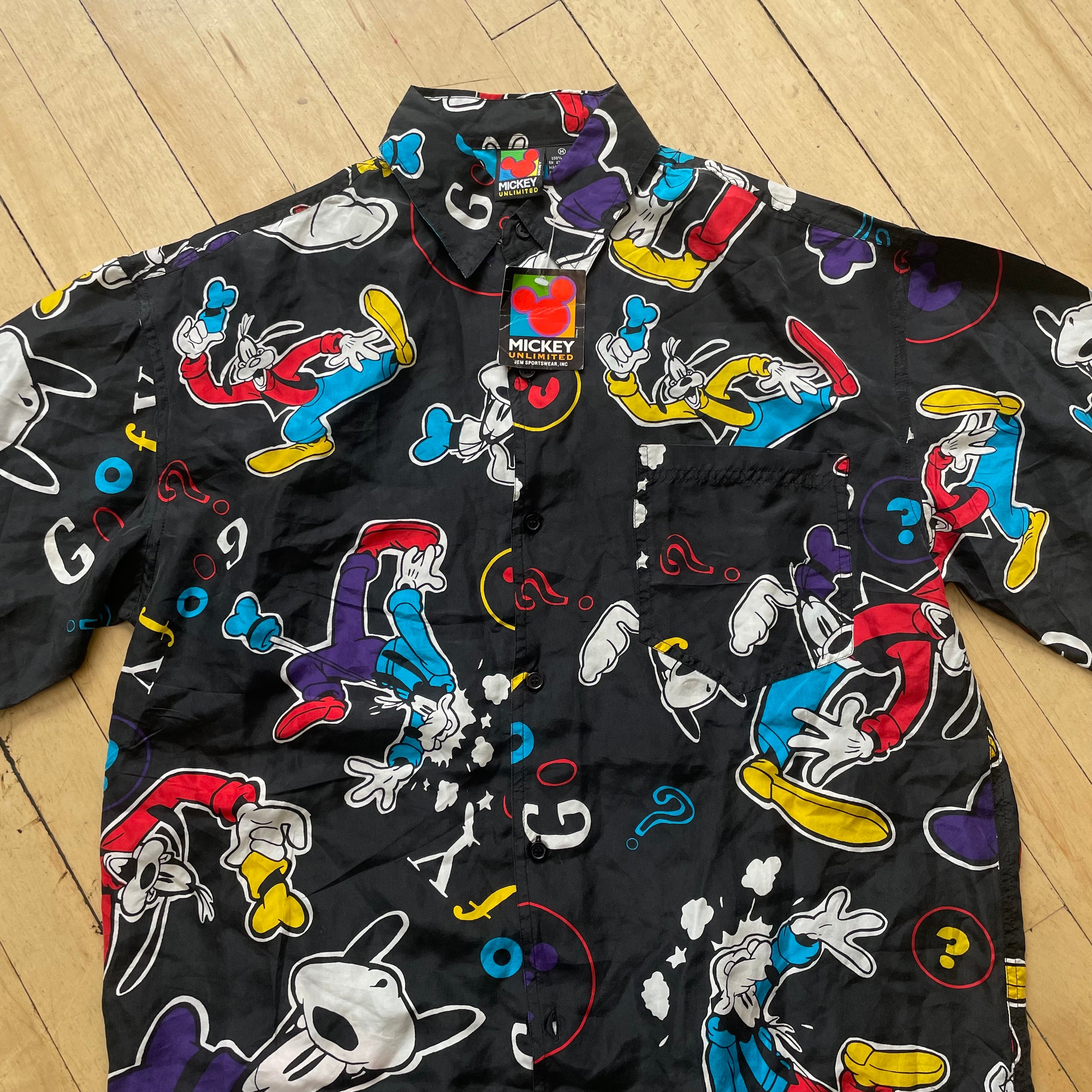 Vintage AOP Goofy Button Up T-shirt Sz XL