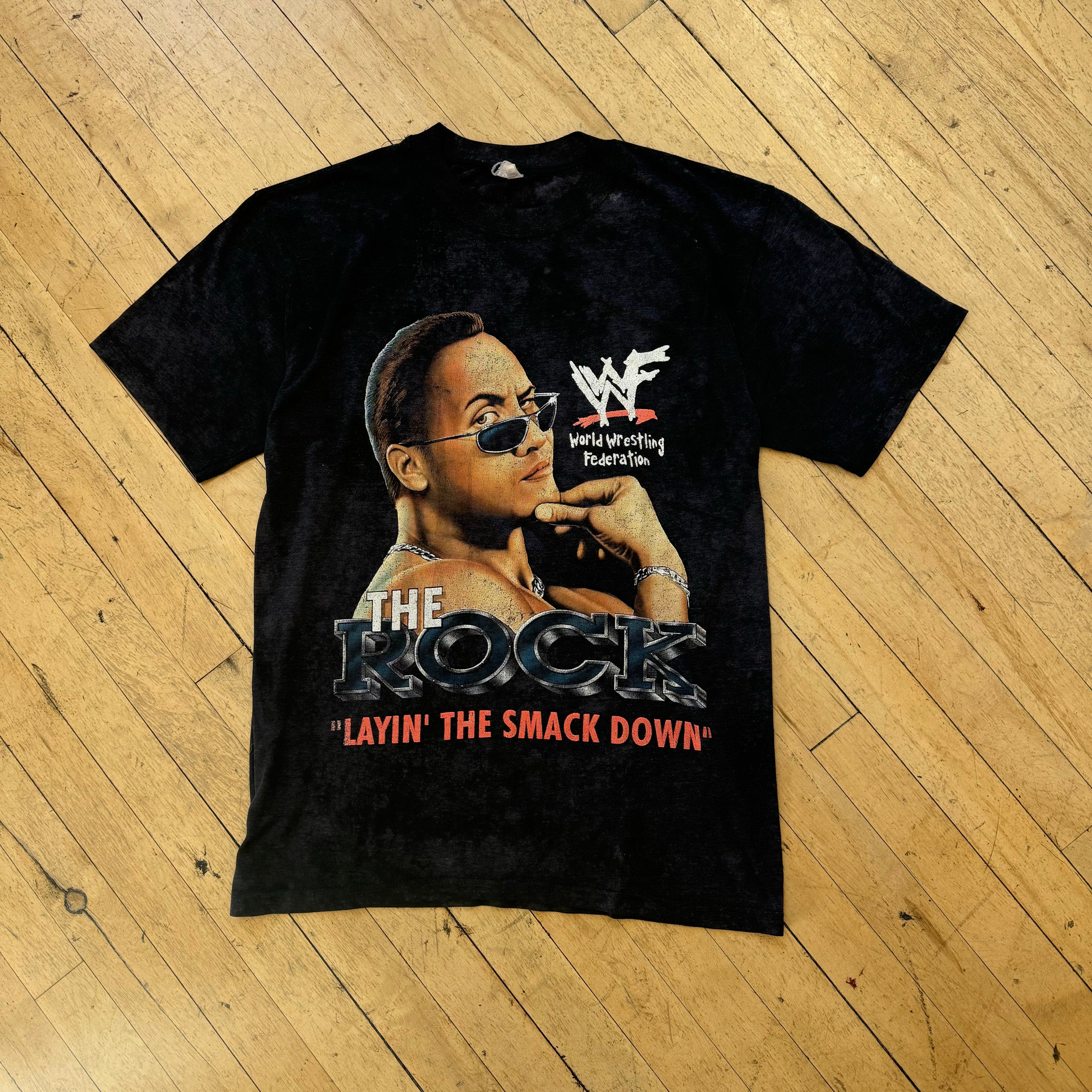 Vintage WWF The Rock Layin The Smack Down T-shirt Sz L