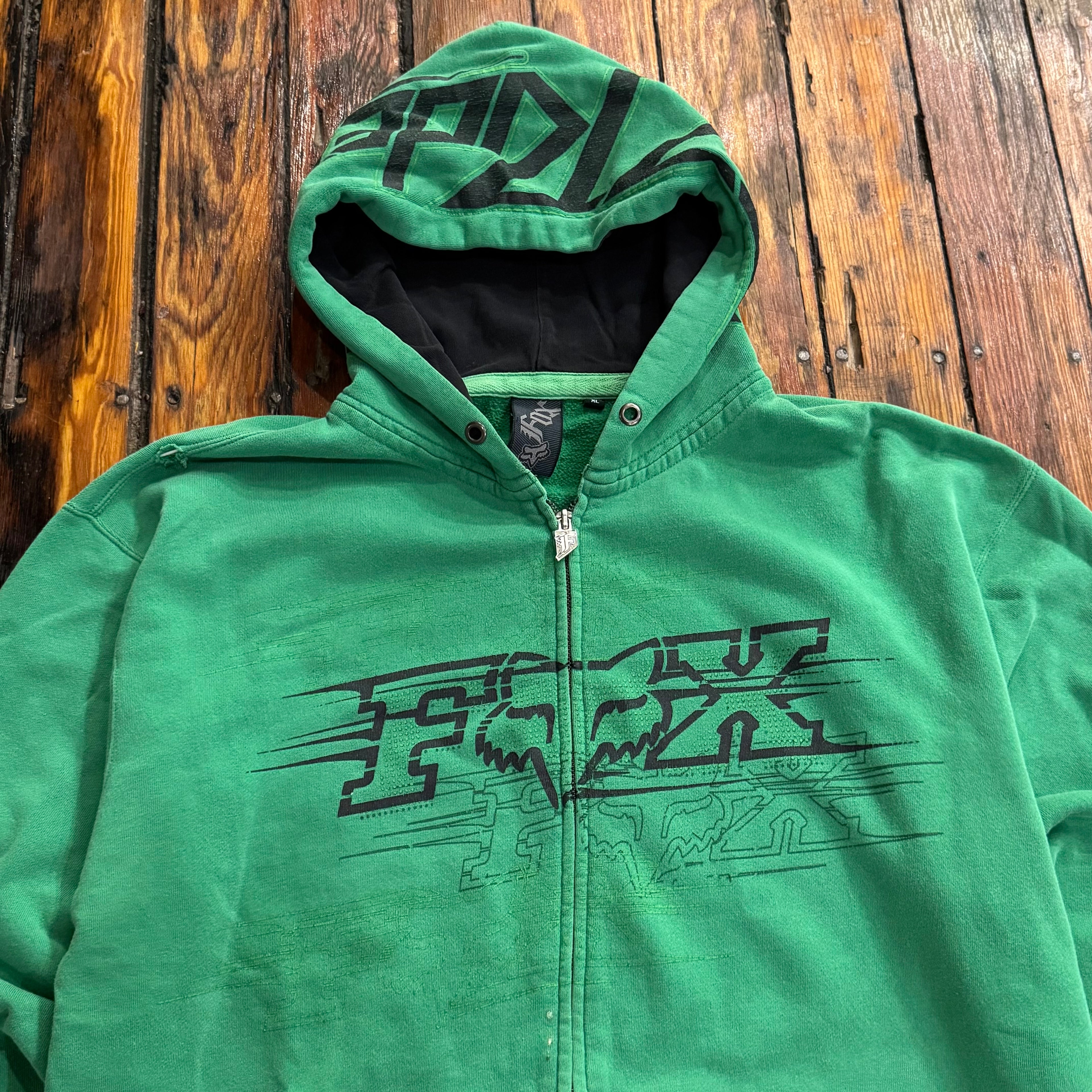 Y2K Fox Zip-Up Hoodie Sz XL