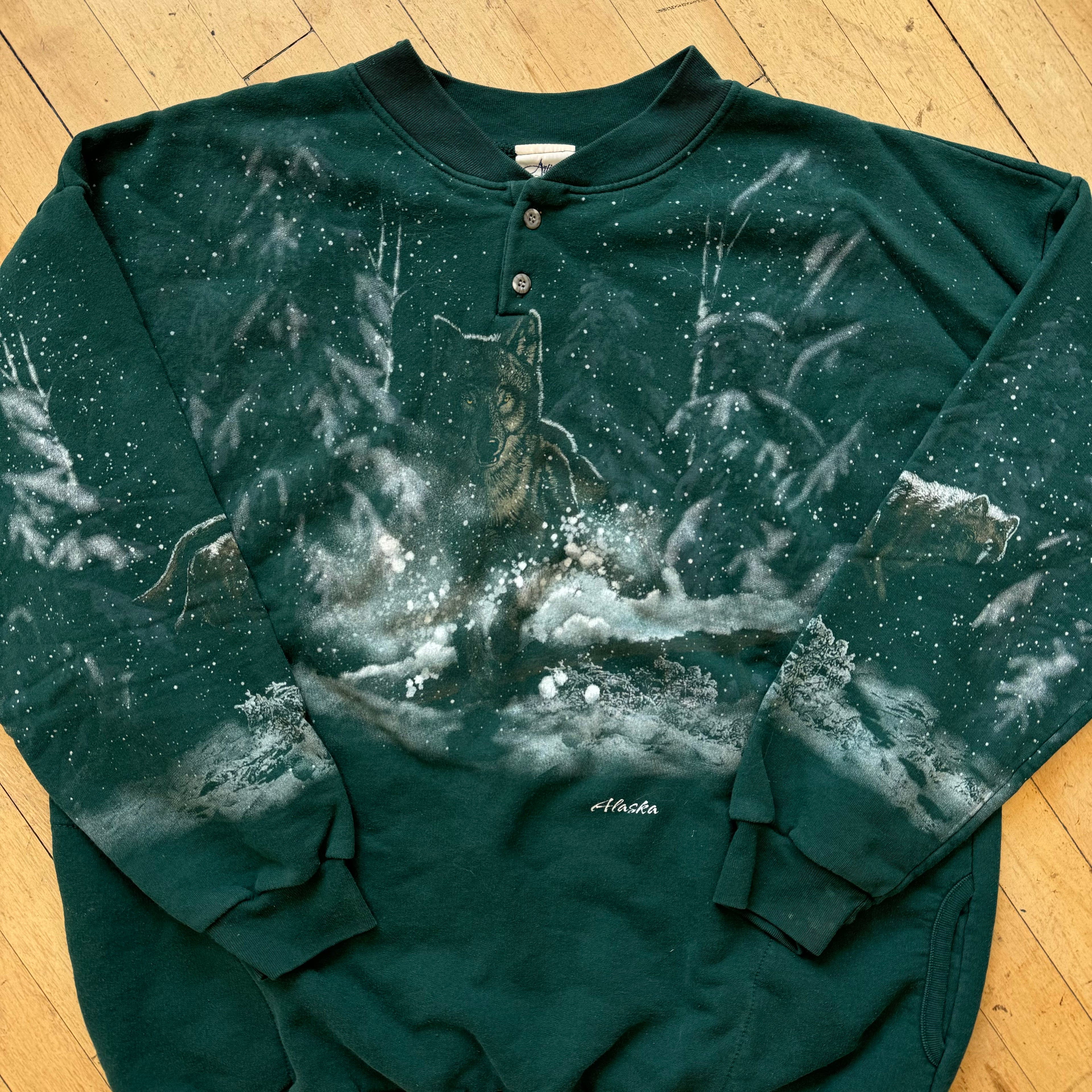 Vintage AOP Wrap Around Nature CrewNeck Sz XL