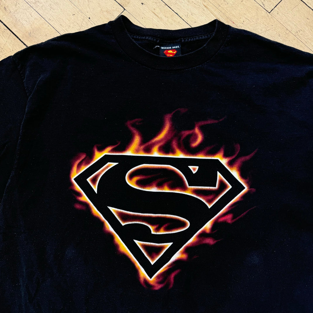 Y2K Superman Flame T-shirt Sz XL