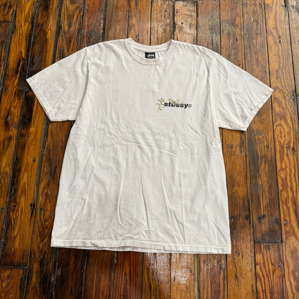 Stussy Flower SpellOut T-shirt Sz M