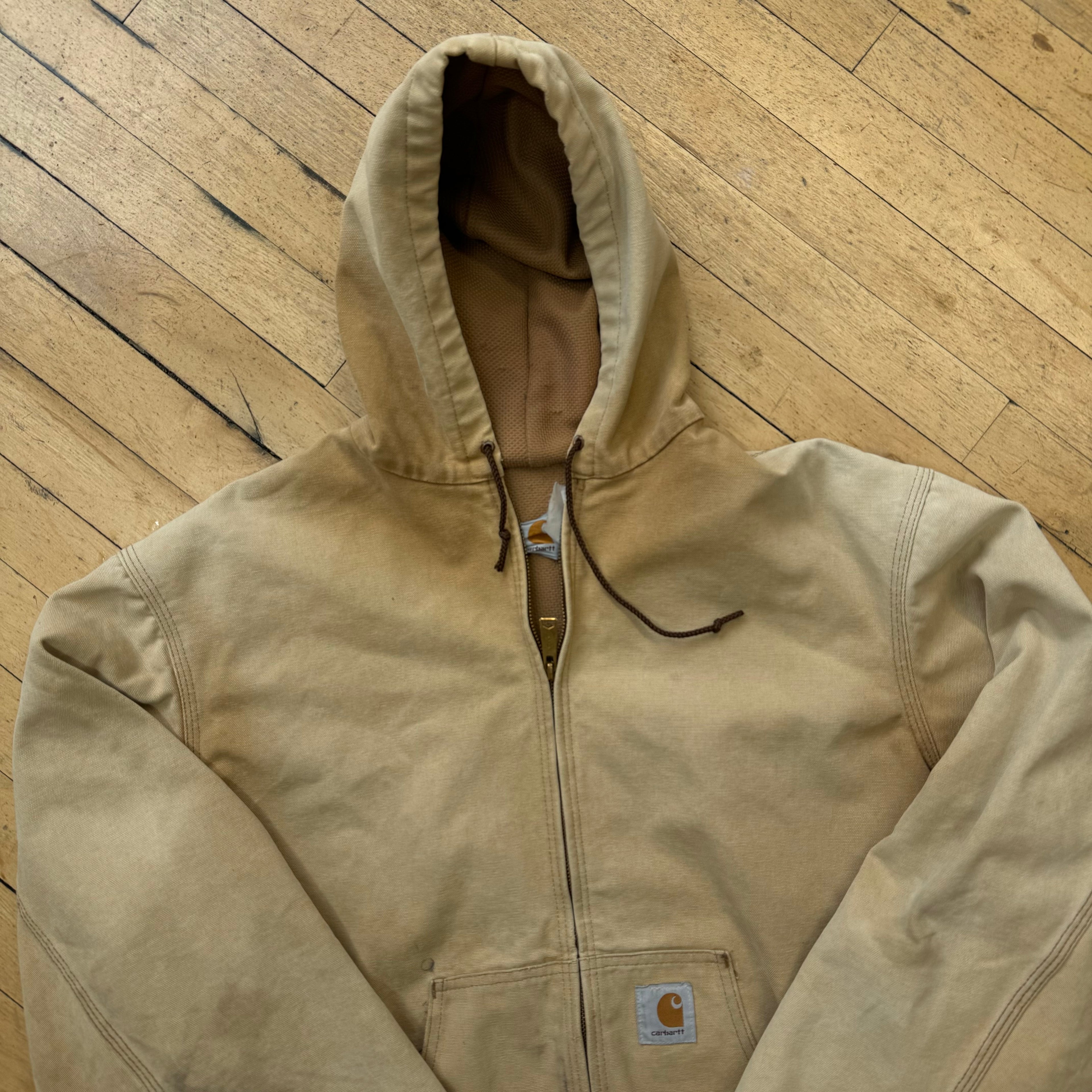 Vintage Faded Carhartt Hooded Jacket Sz L