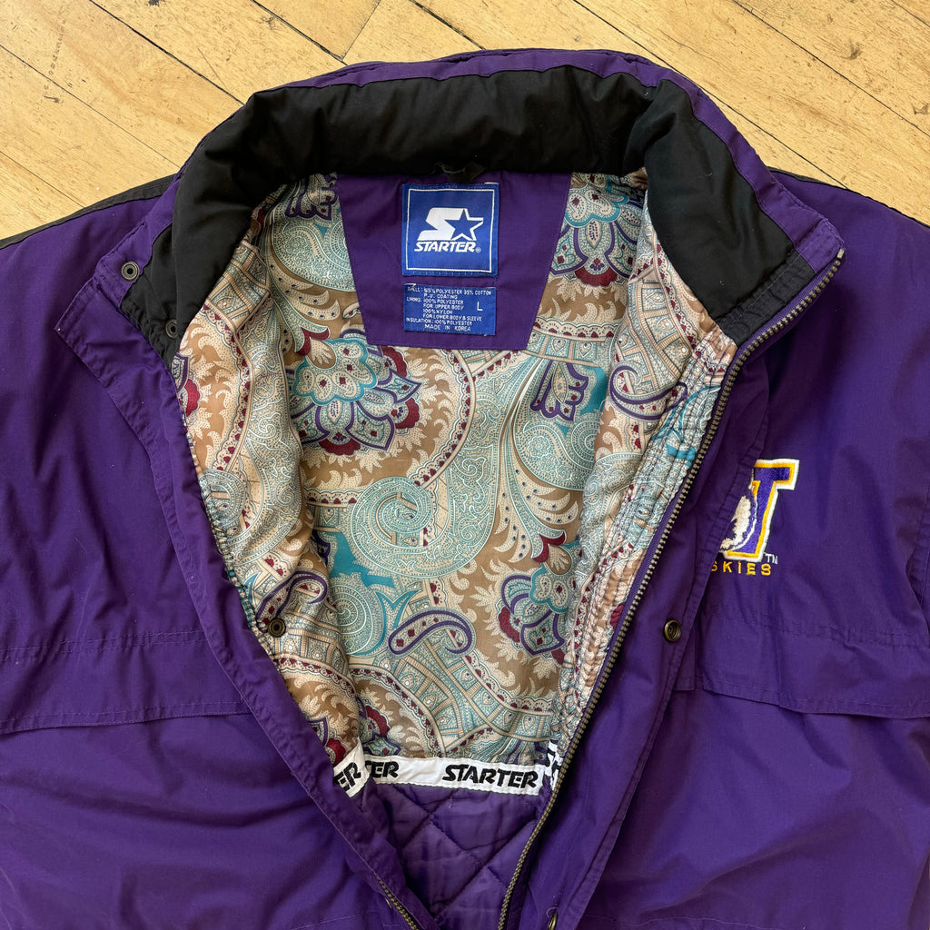 Vintage Starter Washington Huskies Trench Puffer Jacket Sz L