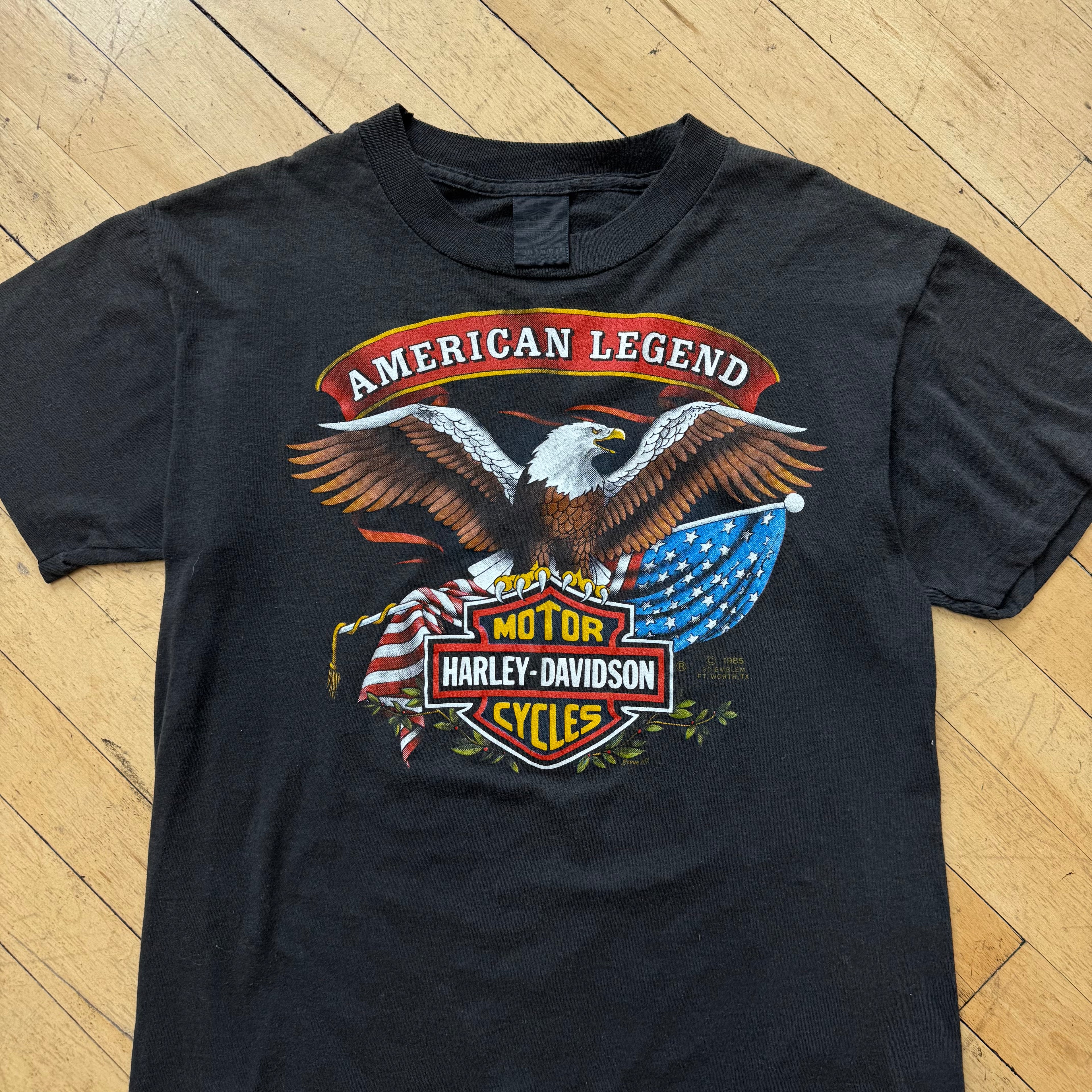 Vintage American Legend Harley Davidson 3D Emblem T-shirt Sz L