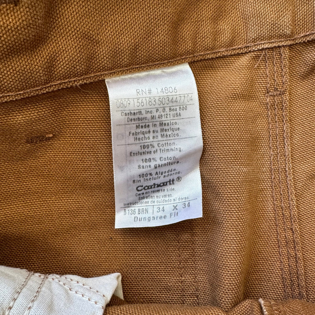 2000s Carhartt Double Kneed Khaki Denim Jeans Sz 34x34