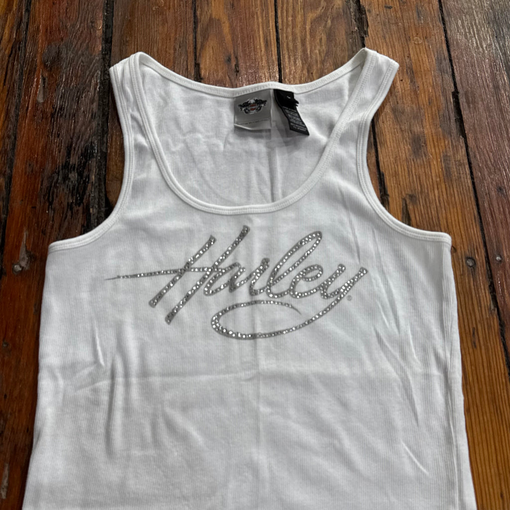 Vintage Harley Bedazzled SpellOut Tank Top Sz M