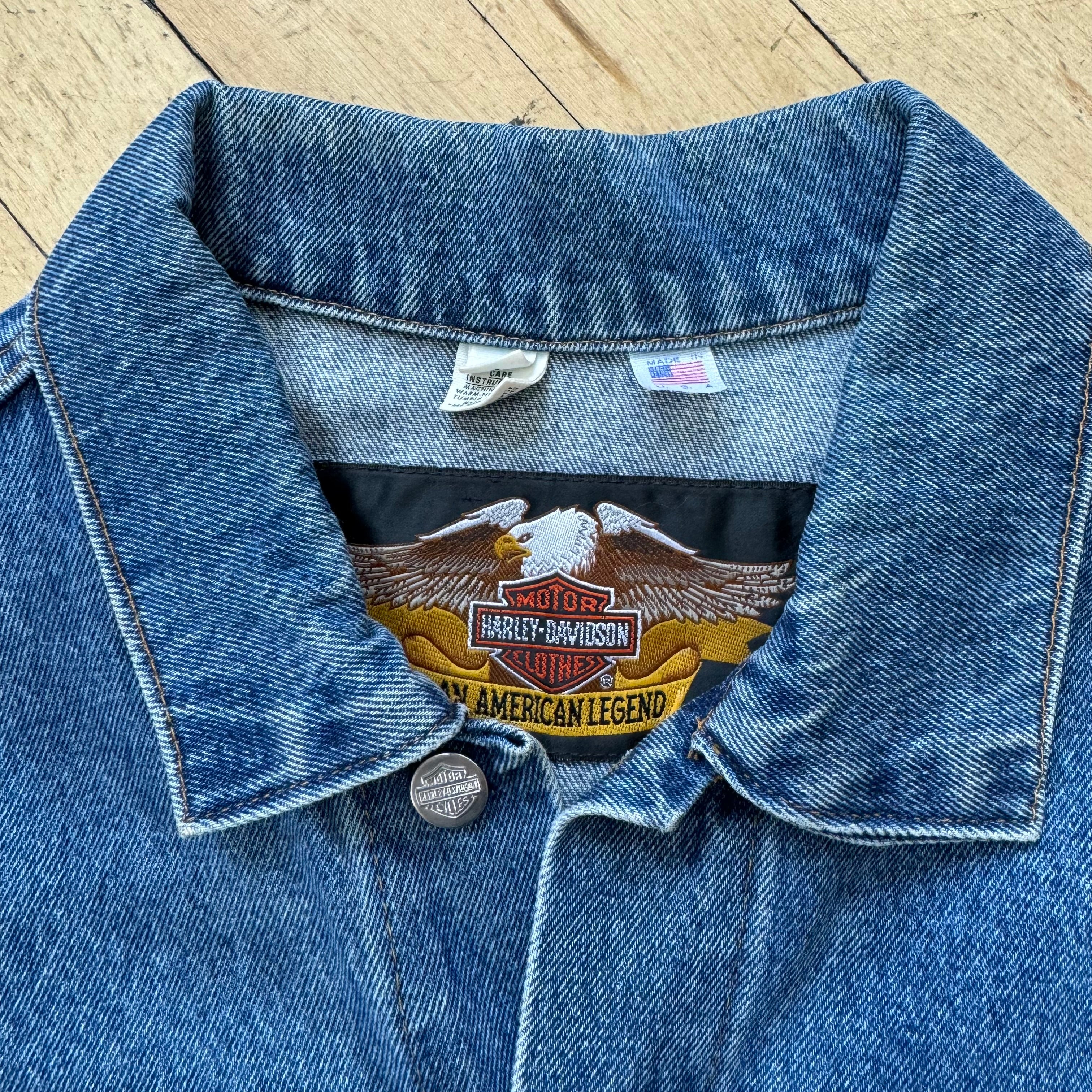 Vintage Harley Davidson Live to ride Jean Jacket Sz L
