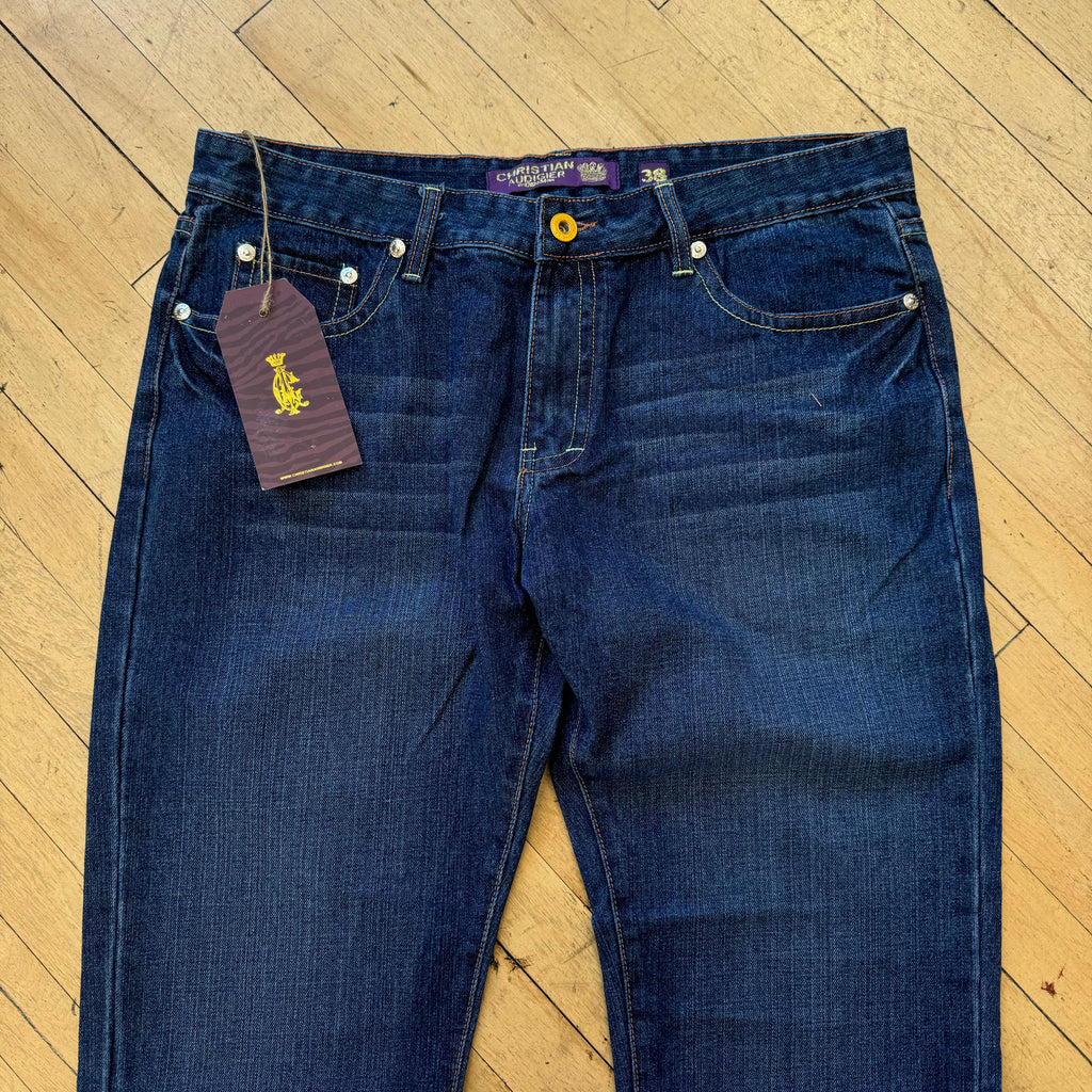 Y2K Christian Audigier Denim Jeans Embroidered panther Sz 38