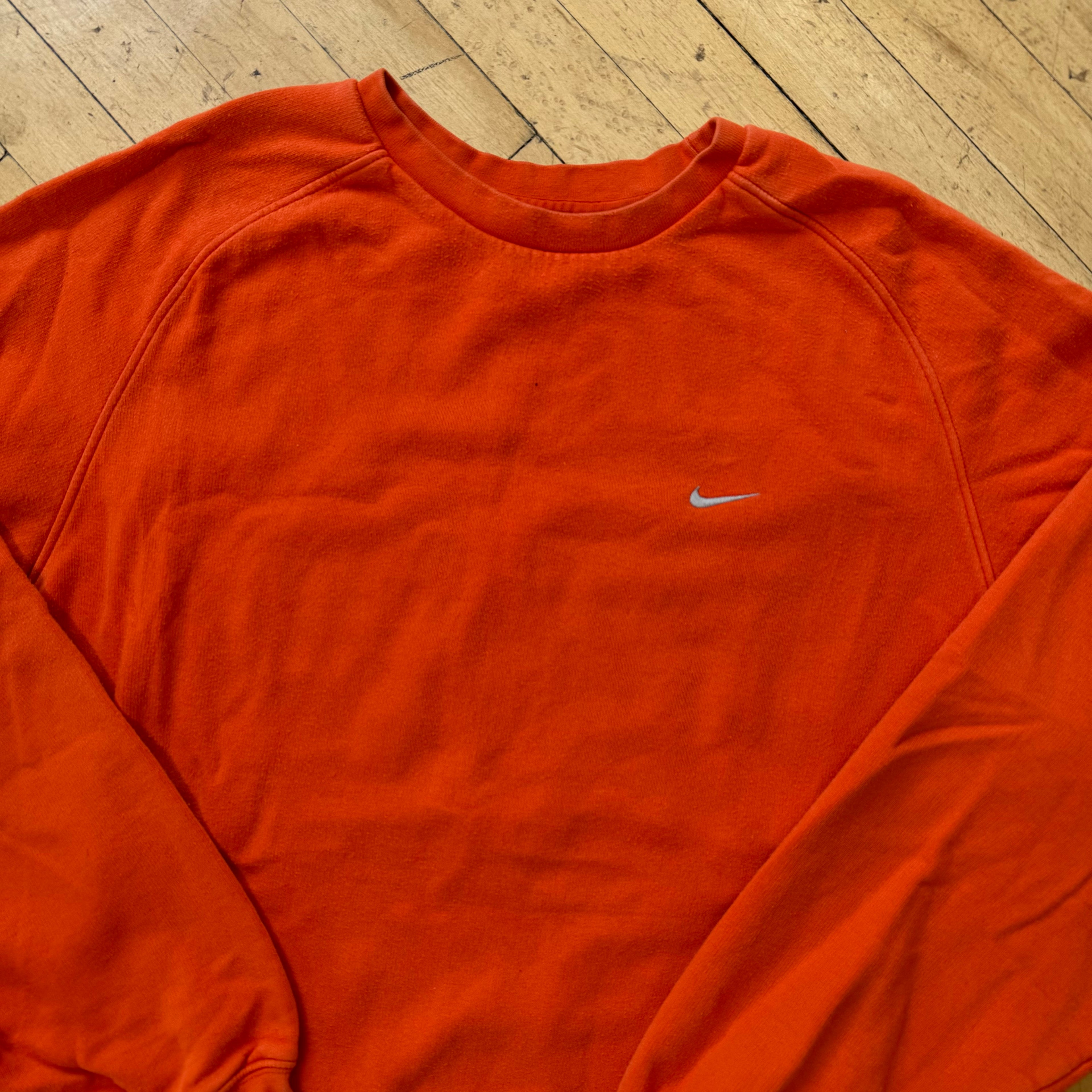 Vintage Nike Simple Swoosh Orange Crewneck Sz L