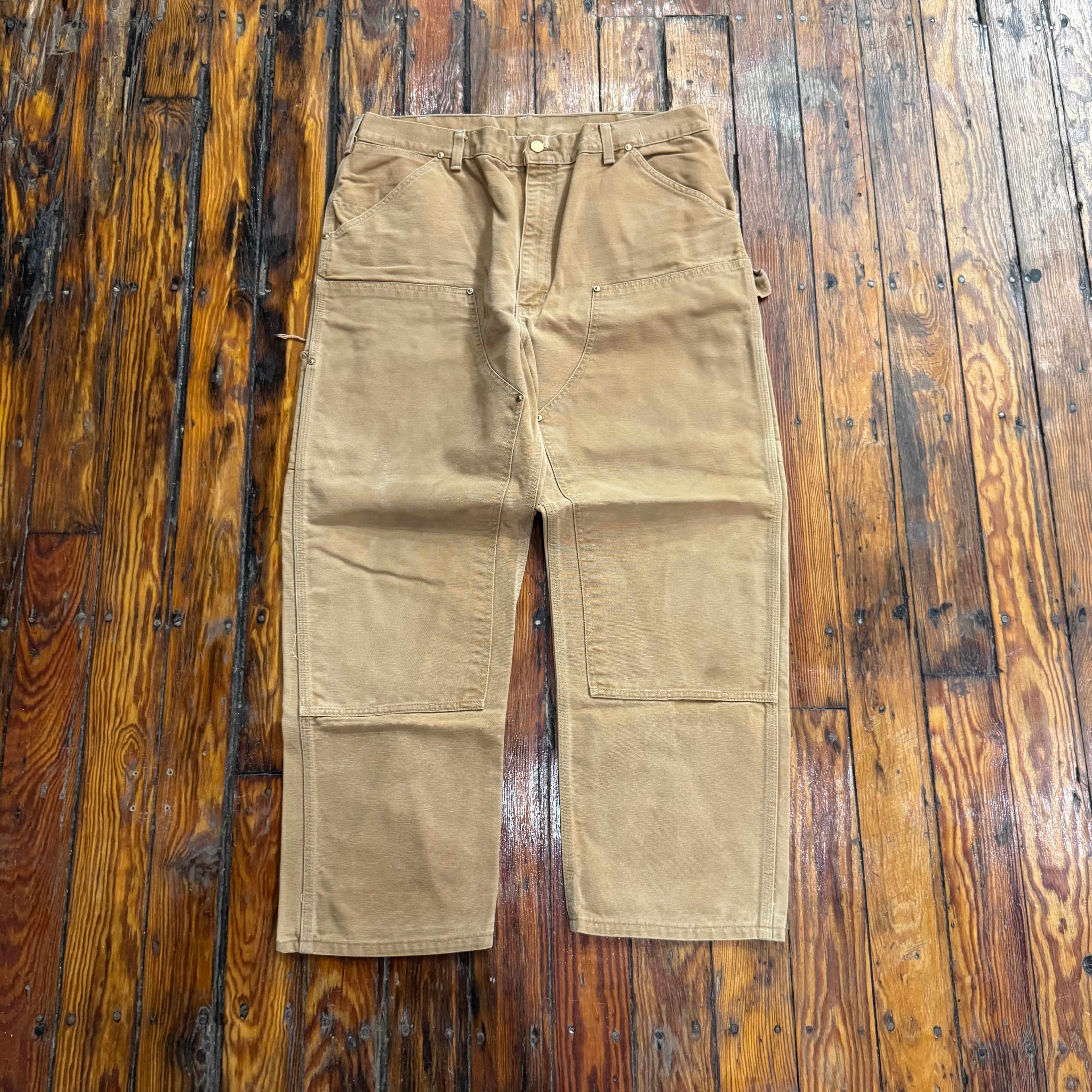 Vintage Carhartt Double Knees Duck Canvas Denim Jeans Sz 38x30
