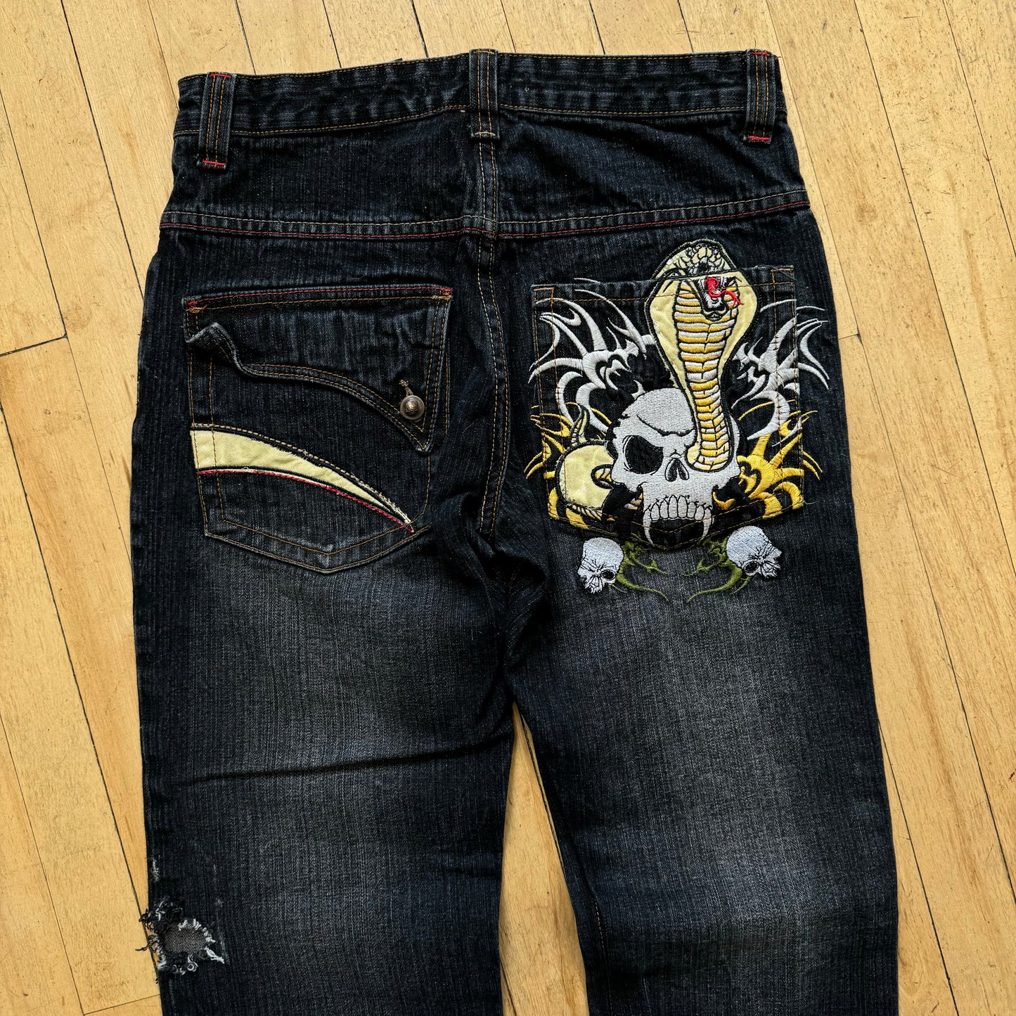 Vintage Y2K Paco Embroidered Cobra Denim Jeans Sz 31x31