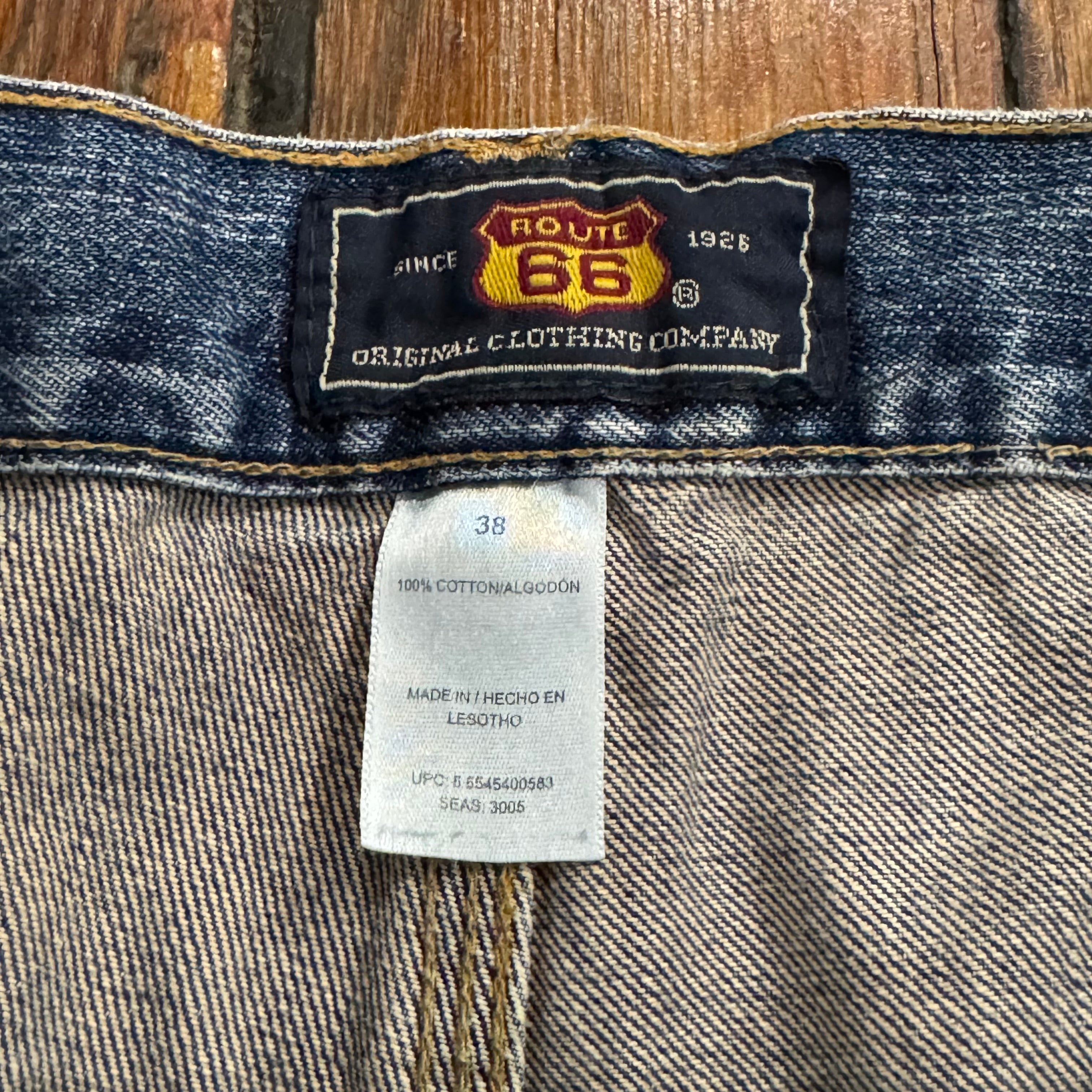 Vintage Route 66 Denim Jean Shorts Sz 38