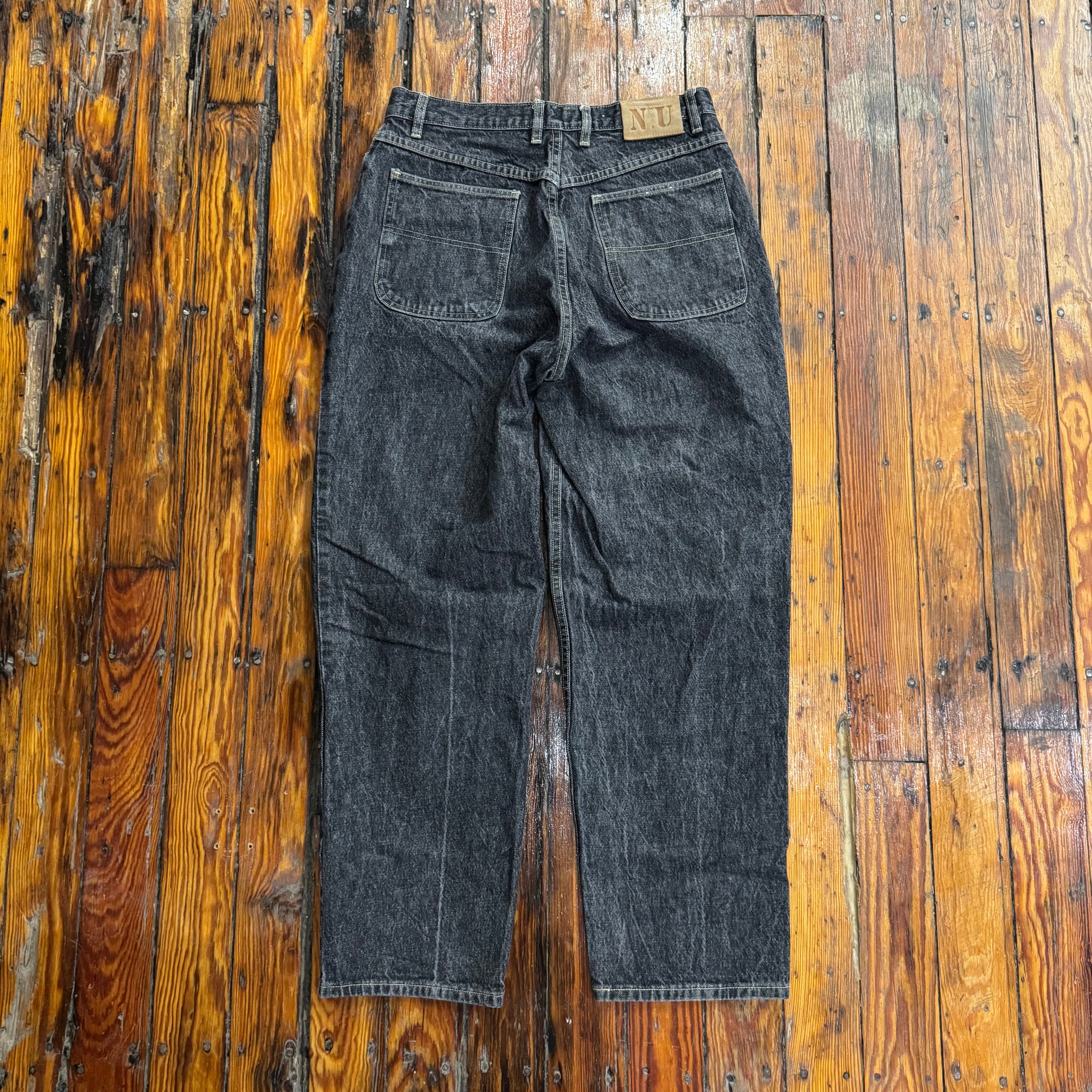 Vintage NU Wear Black Denim Jeans Sz 32x32