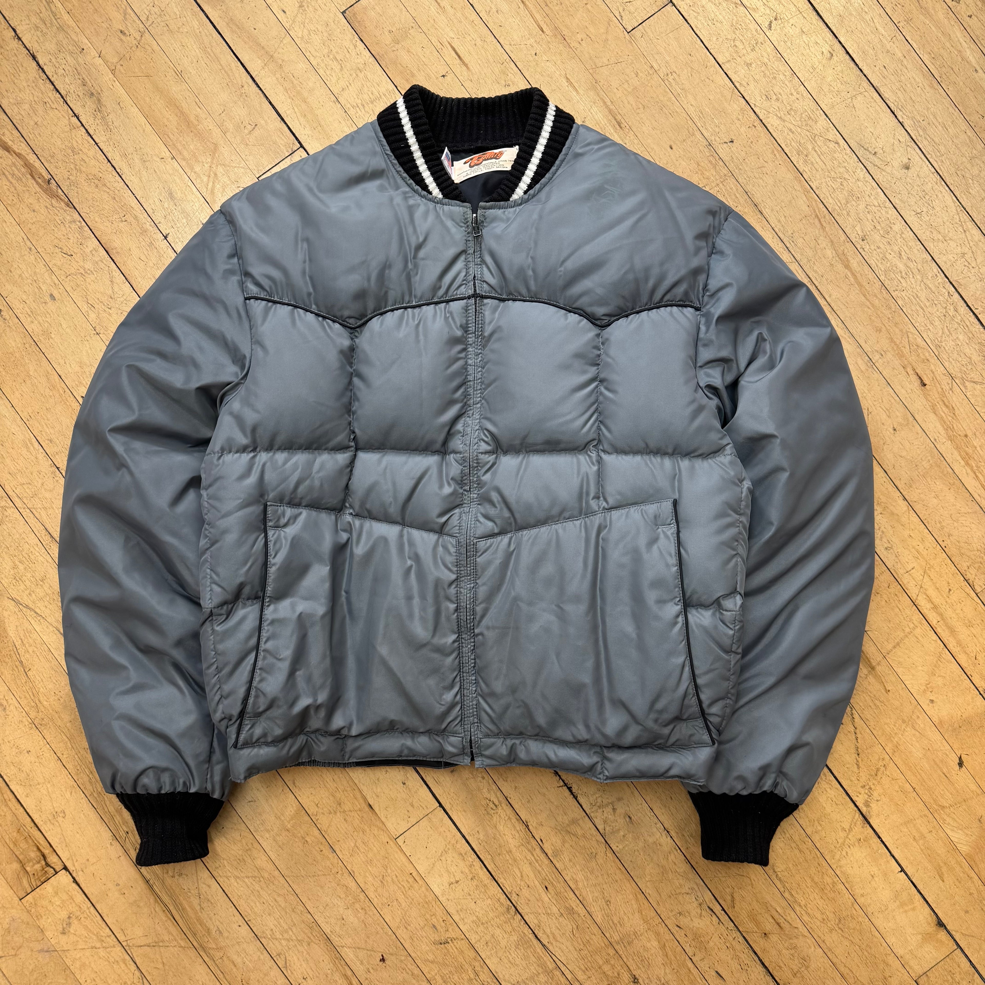 Vintage Gray Comfy Goose Down Jacket Sz L