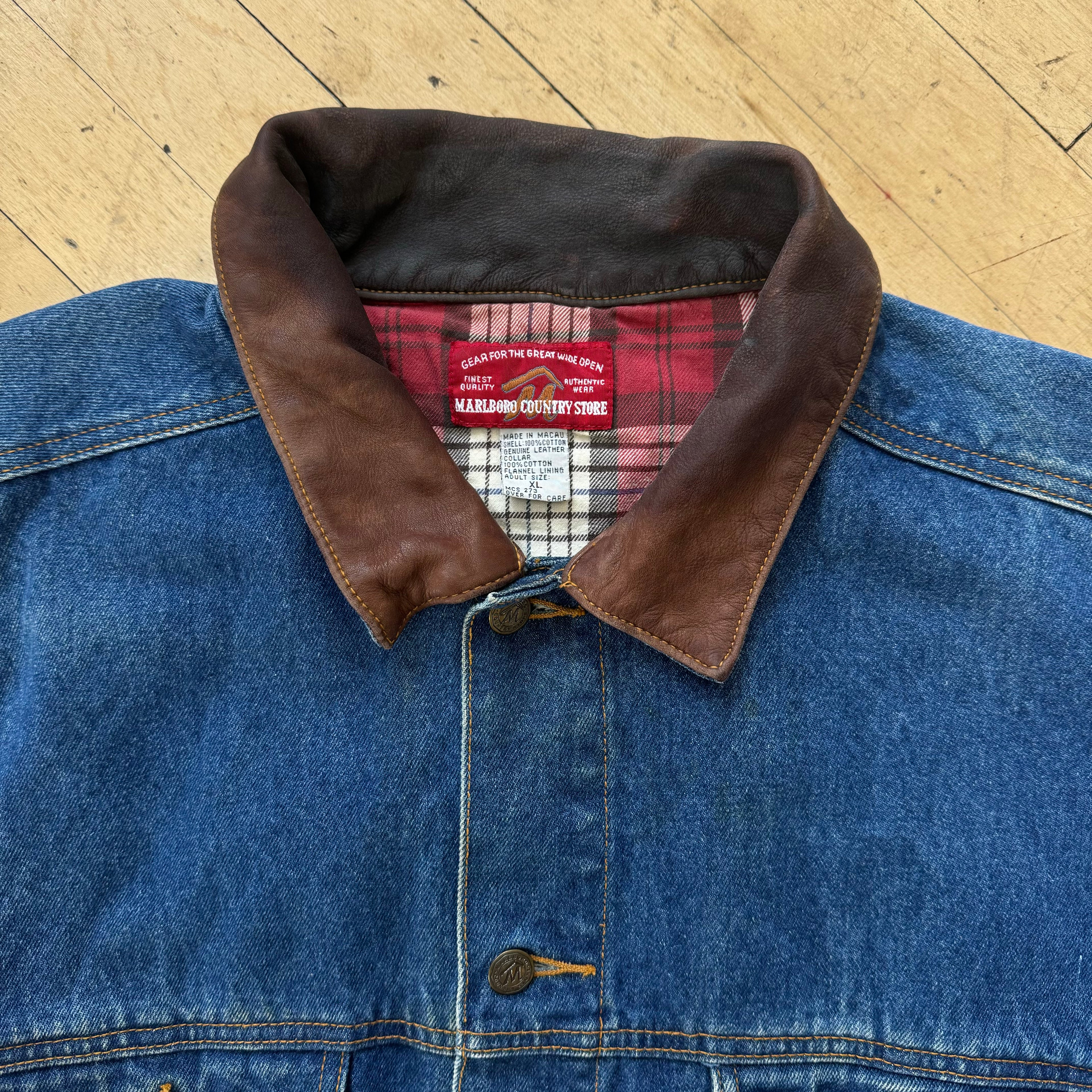 Vintage Marlboro Country Denim Jean Jacket Sz XL