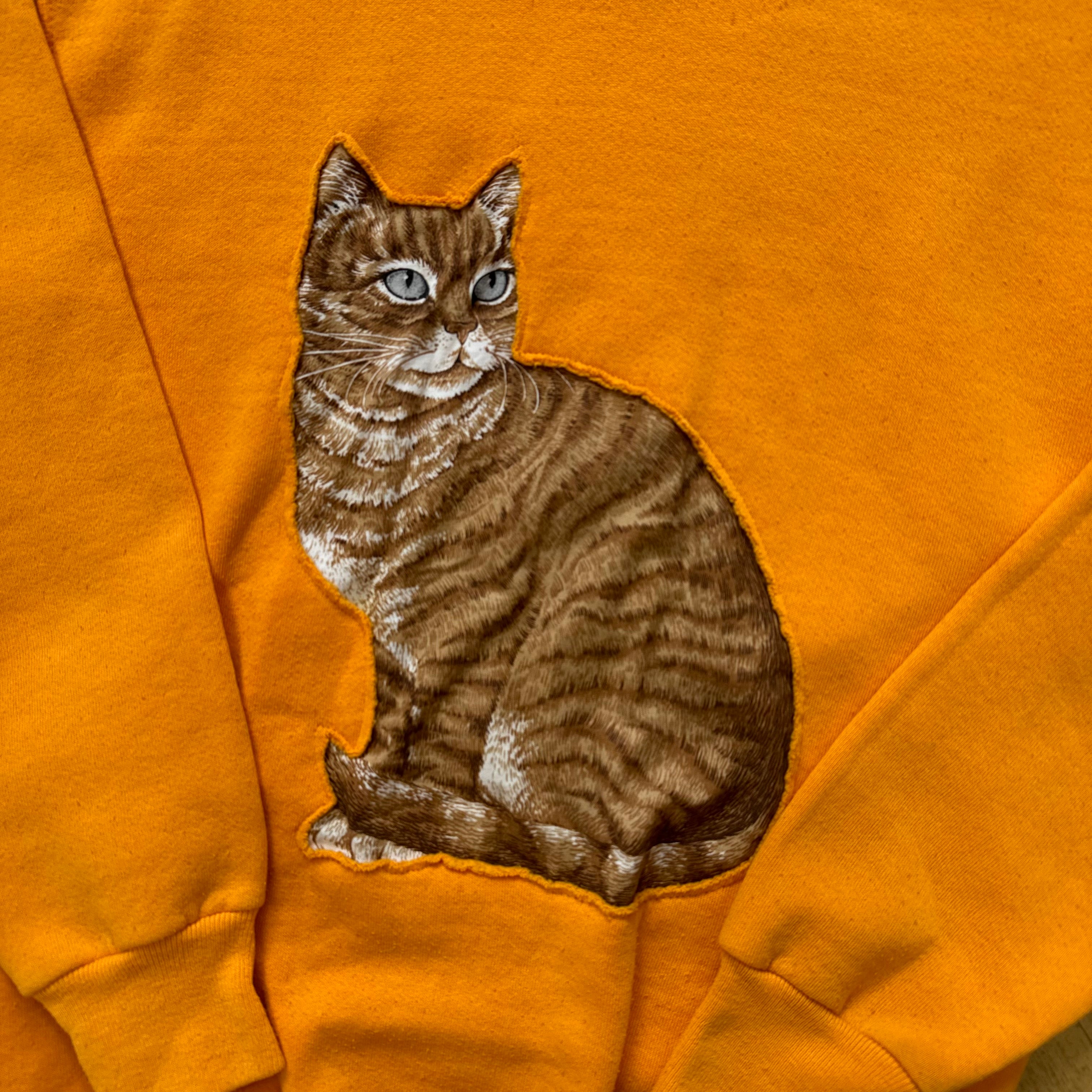 Vintage Orange Cat Rework Crewneck Sz M