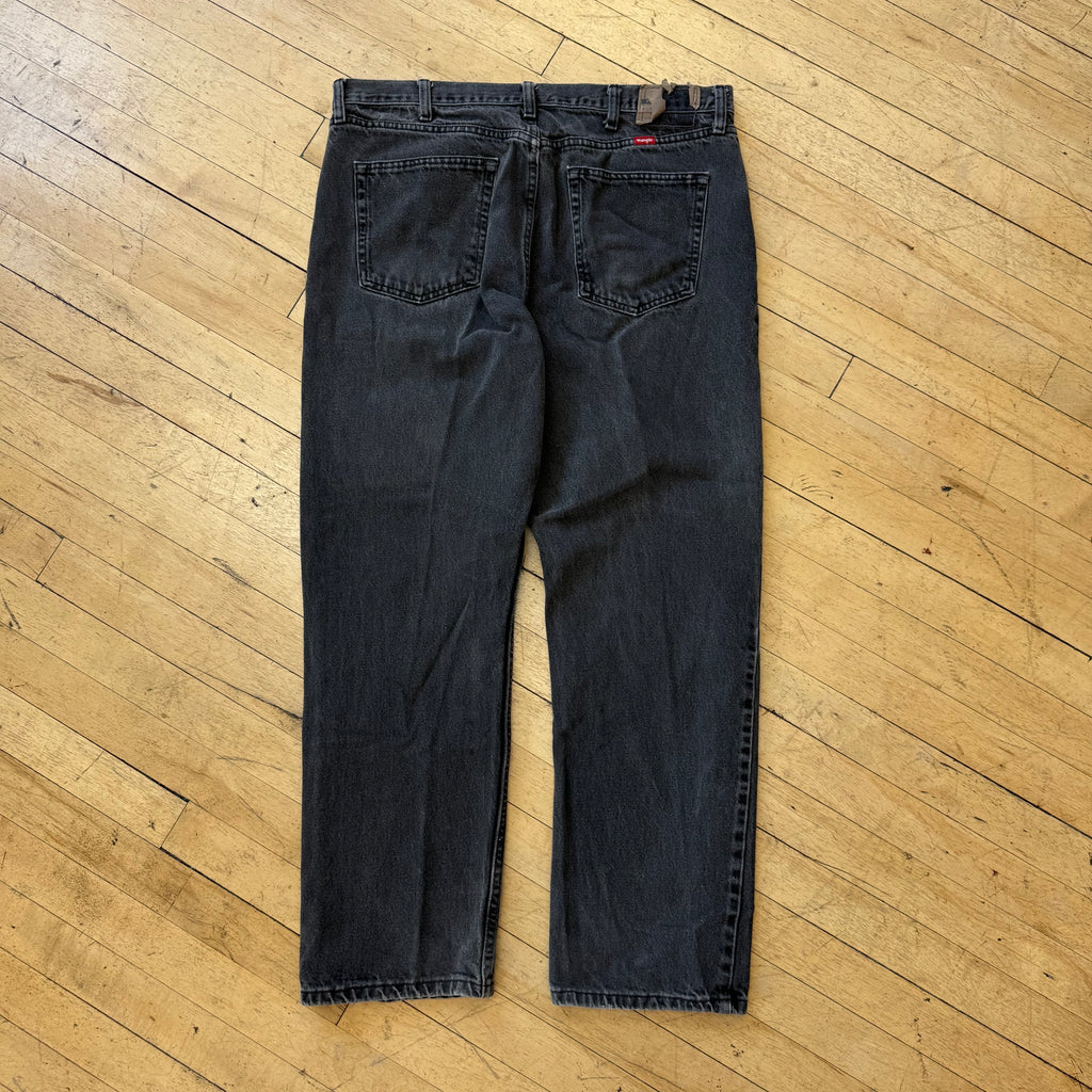 Vintage Faded BLK Wrangler Denim Jeans Sz 38x30