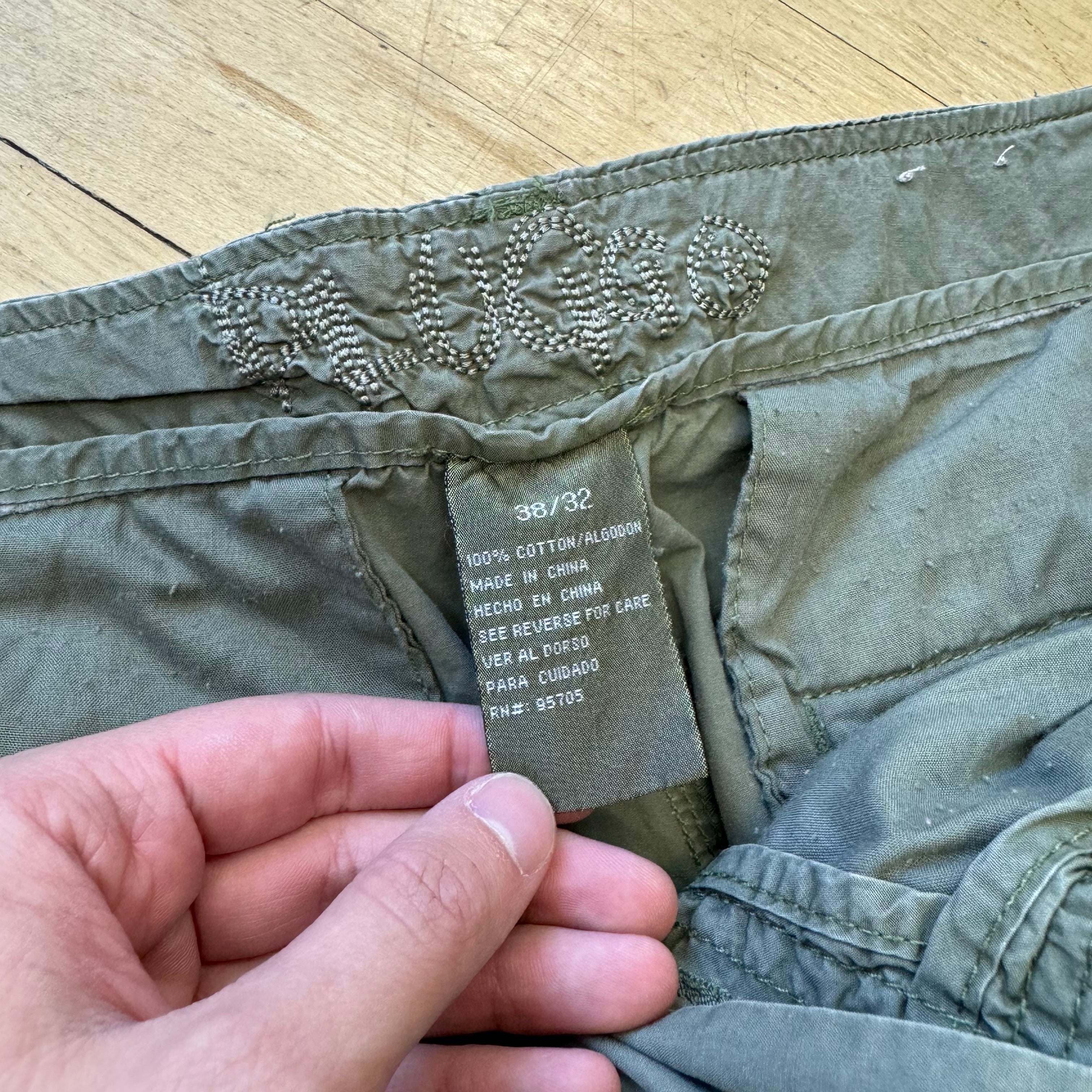 Y2K Olive Plugo Cargo Pants Sz 38x32