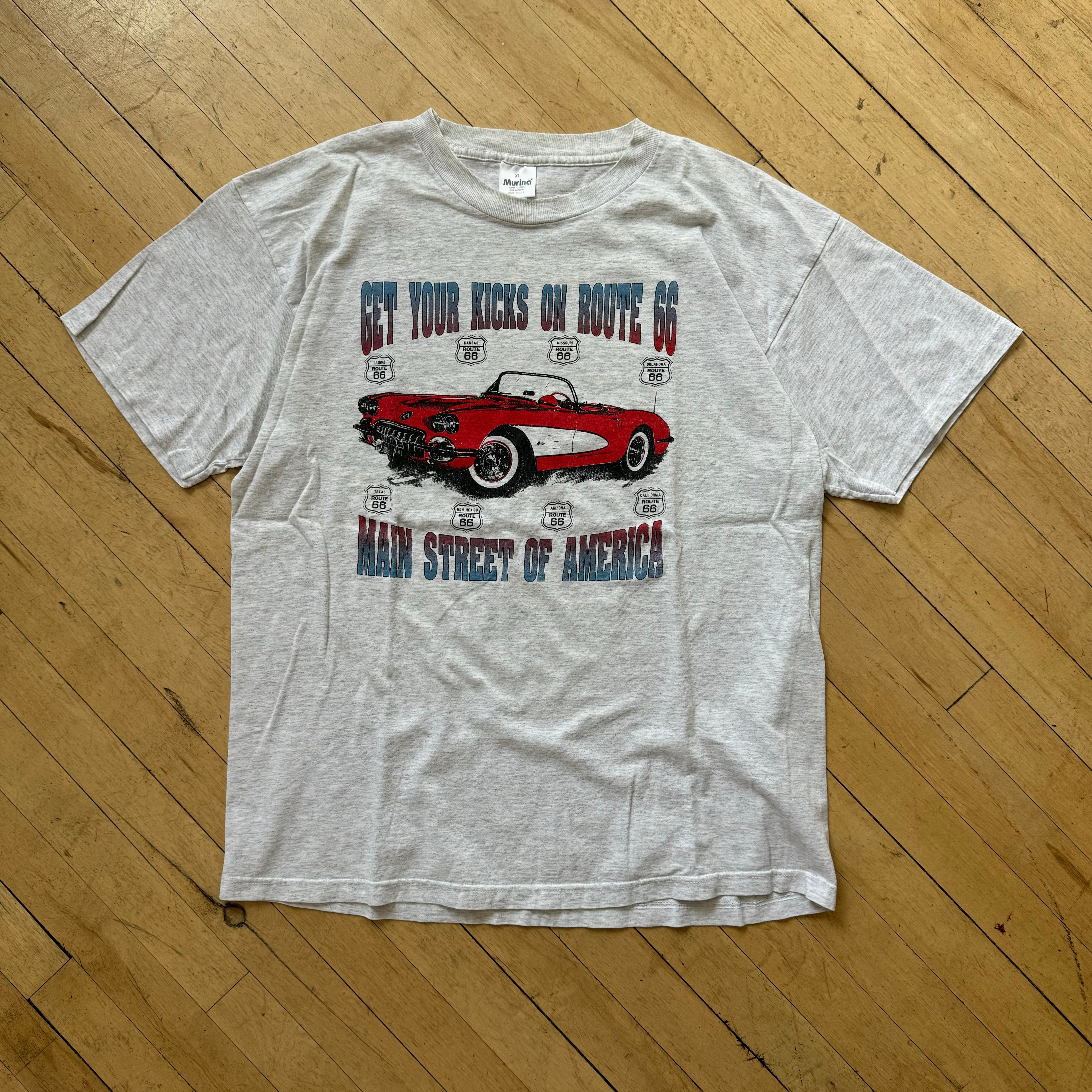 Vintage Route 66 Car T-shirt Sz L