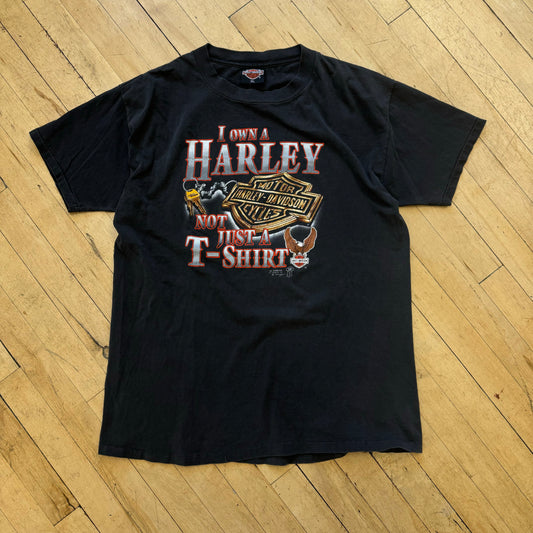 Vintage 3D Emblem I own a Harley not just a Shirt T-shirt Sz XL