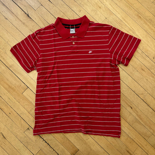 Vintage Striped Nike Polo T-shirt Sz L