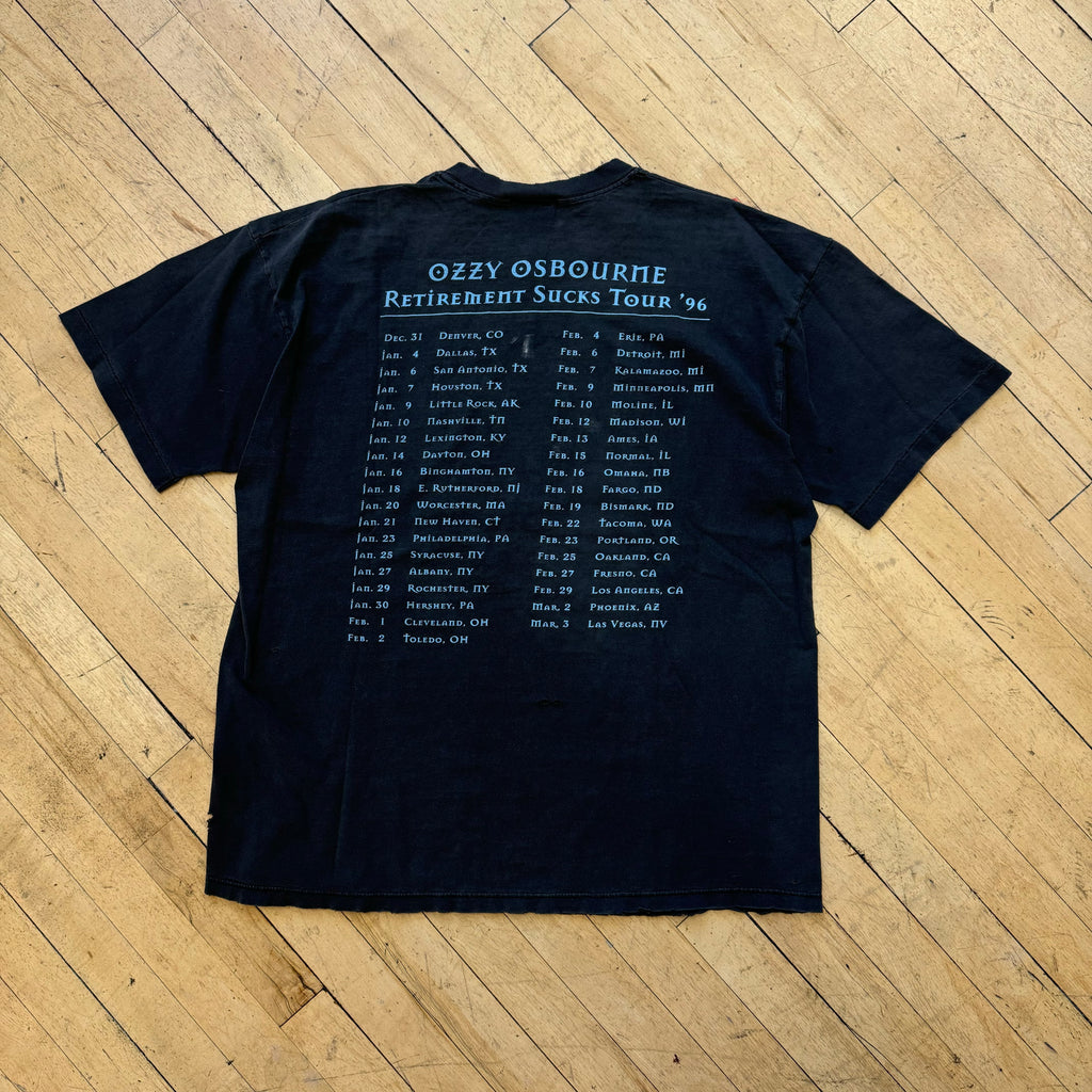 Vintage Thrashed Ozzy Osbourne Tour Retirement Sucks Sz XL