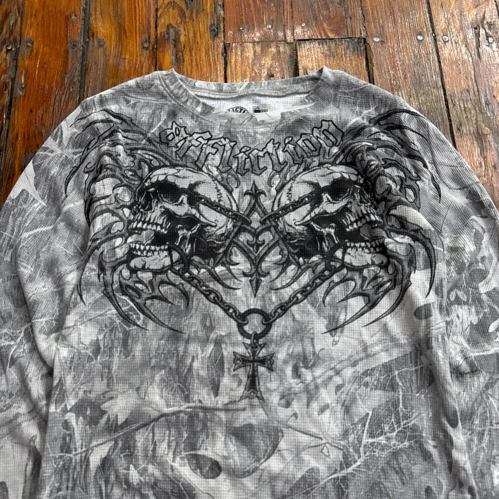 Y2K Affliction Skulls Thermal Long Sleeve T-shirt Sz M