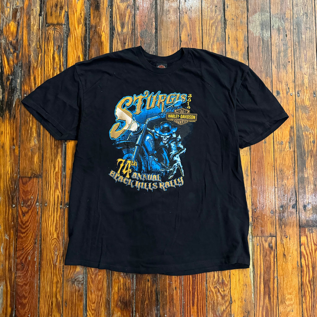 Y2K Sturgis Harley Davidson Skelton Biker T-shirt Sz XXL