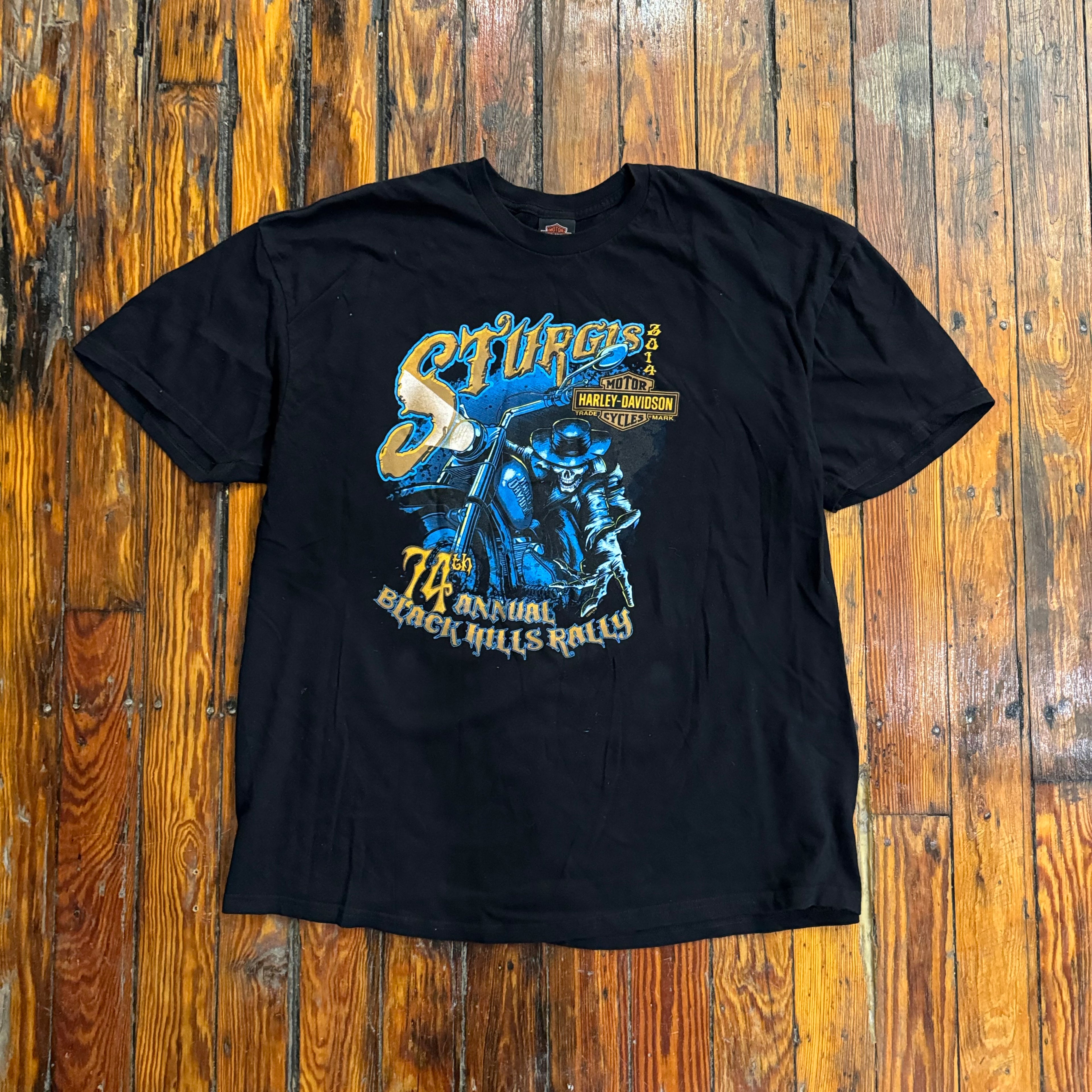Y2K Sturgis Harley Davidson Skelton Biker T-shirt Sz XXL