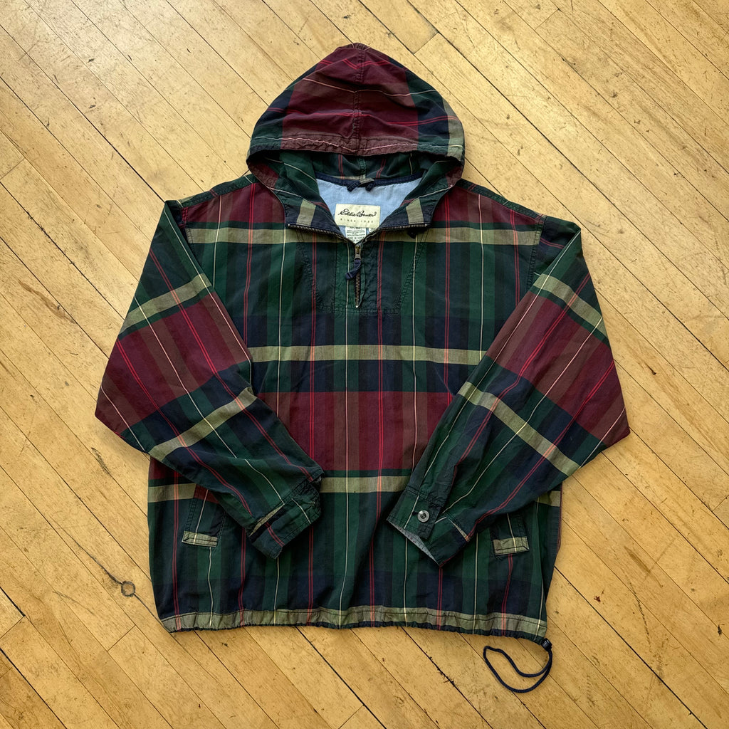 Vintage Eddie Bauer Plaid Quarter Zip Jacket Sz L