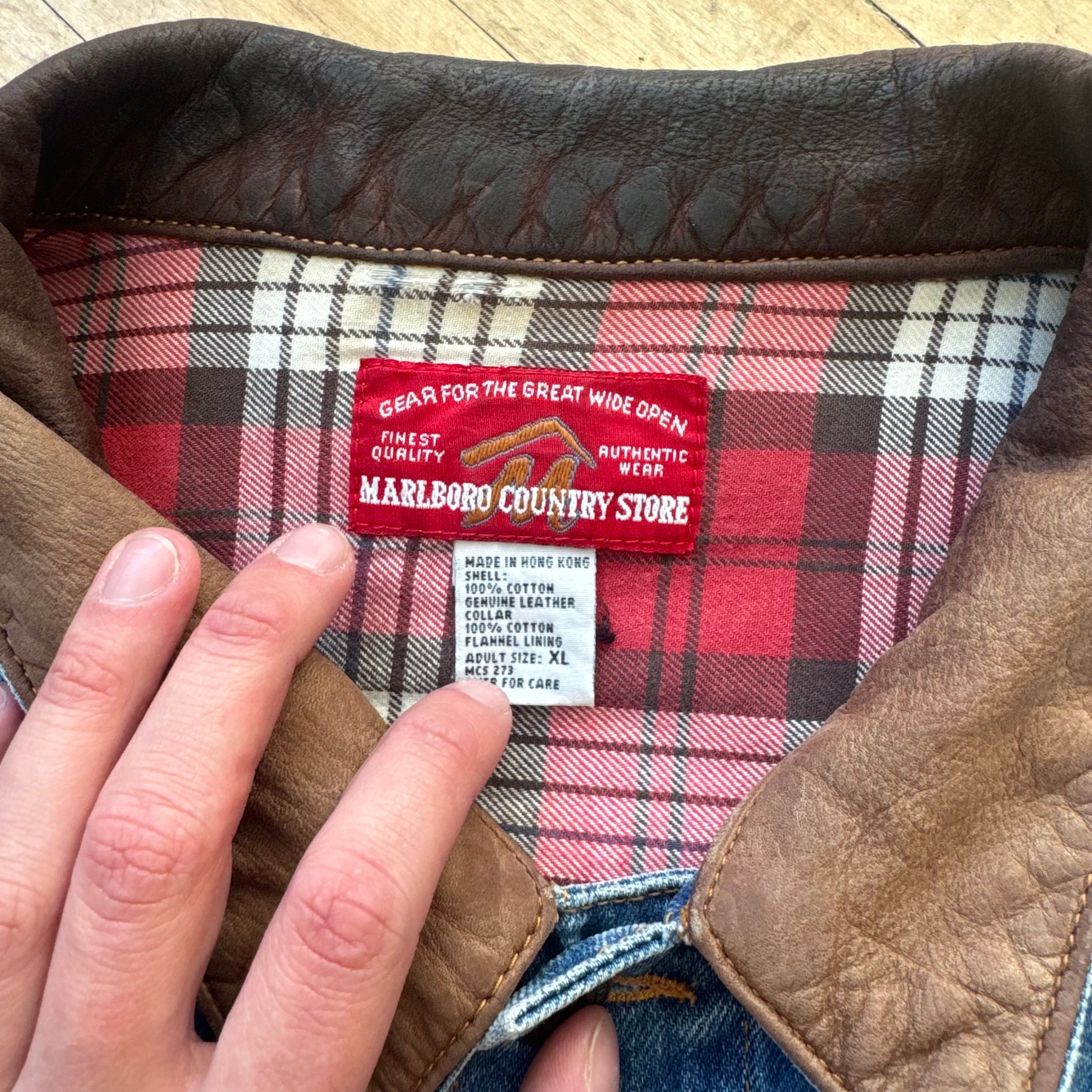 Vintage Marlboro Country Denim Jean Jacket Sz XL